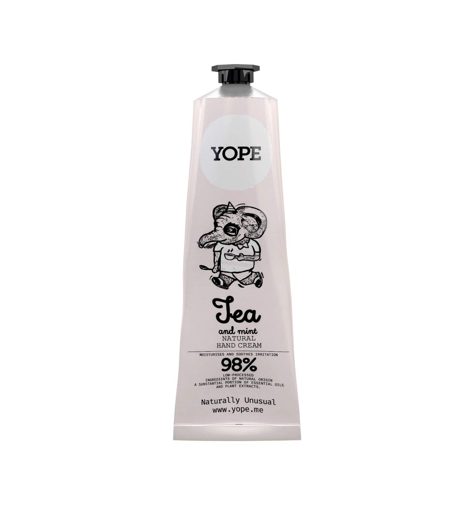YOPE Crema Mani | Burro Di Karite | Oli di Argan Coconut and Olive | Nourishing | Soothing | Calming | Irritating | 98% Natural Ingredients | Vegan Formula | Tea & Mint | 100ml - Buy Online on GoSupps.com