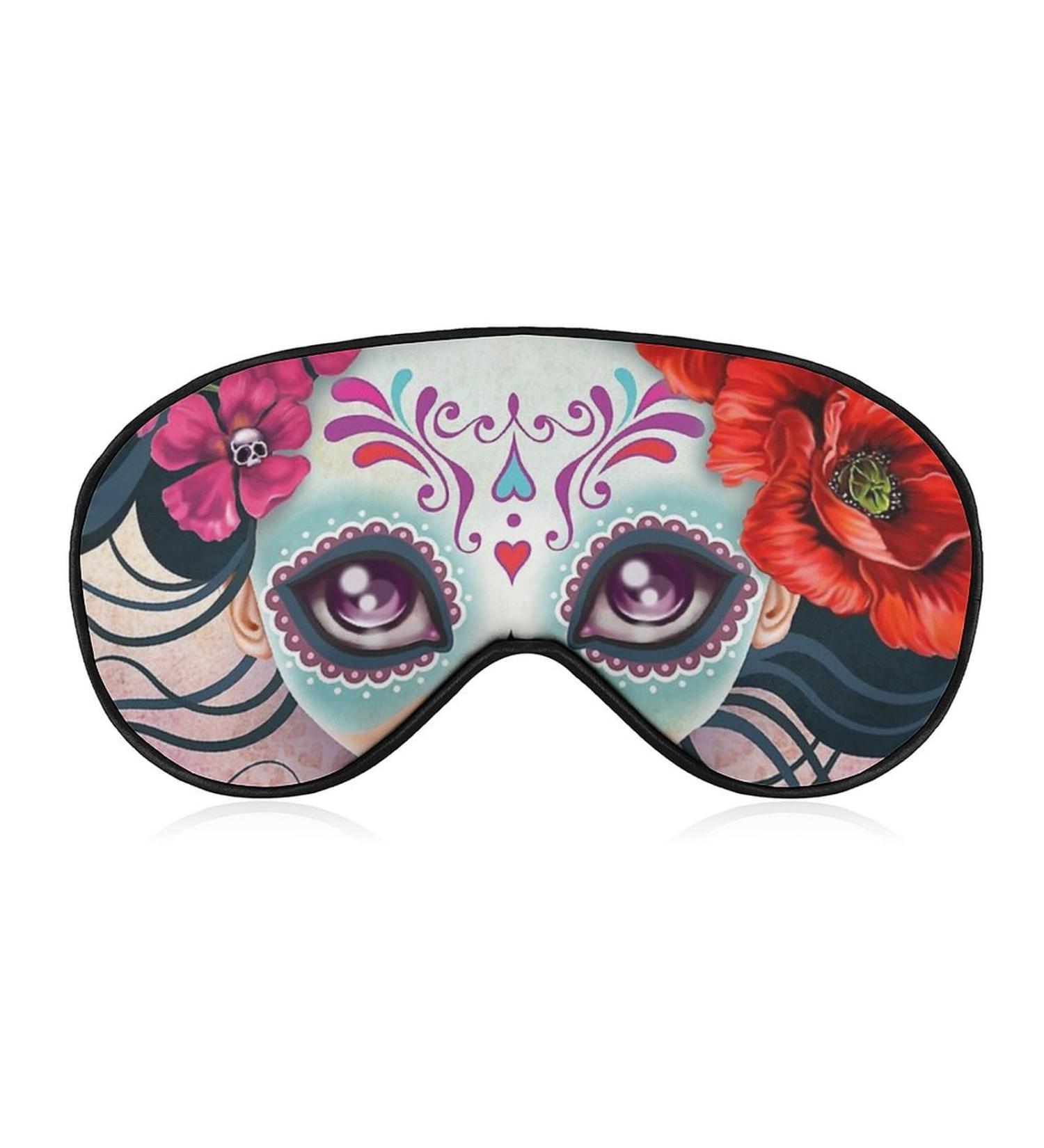 Day of the Dead Women Skulls Pattern Sleep Mask - Adjustable Strap, Blocks Light, Perfect for Travel and Naps - Buy Online on GoSupps.com