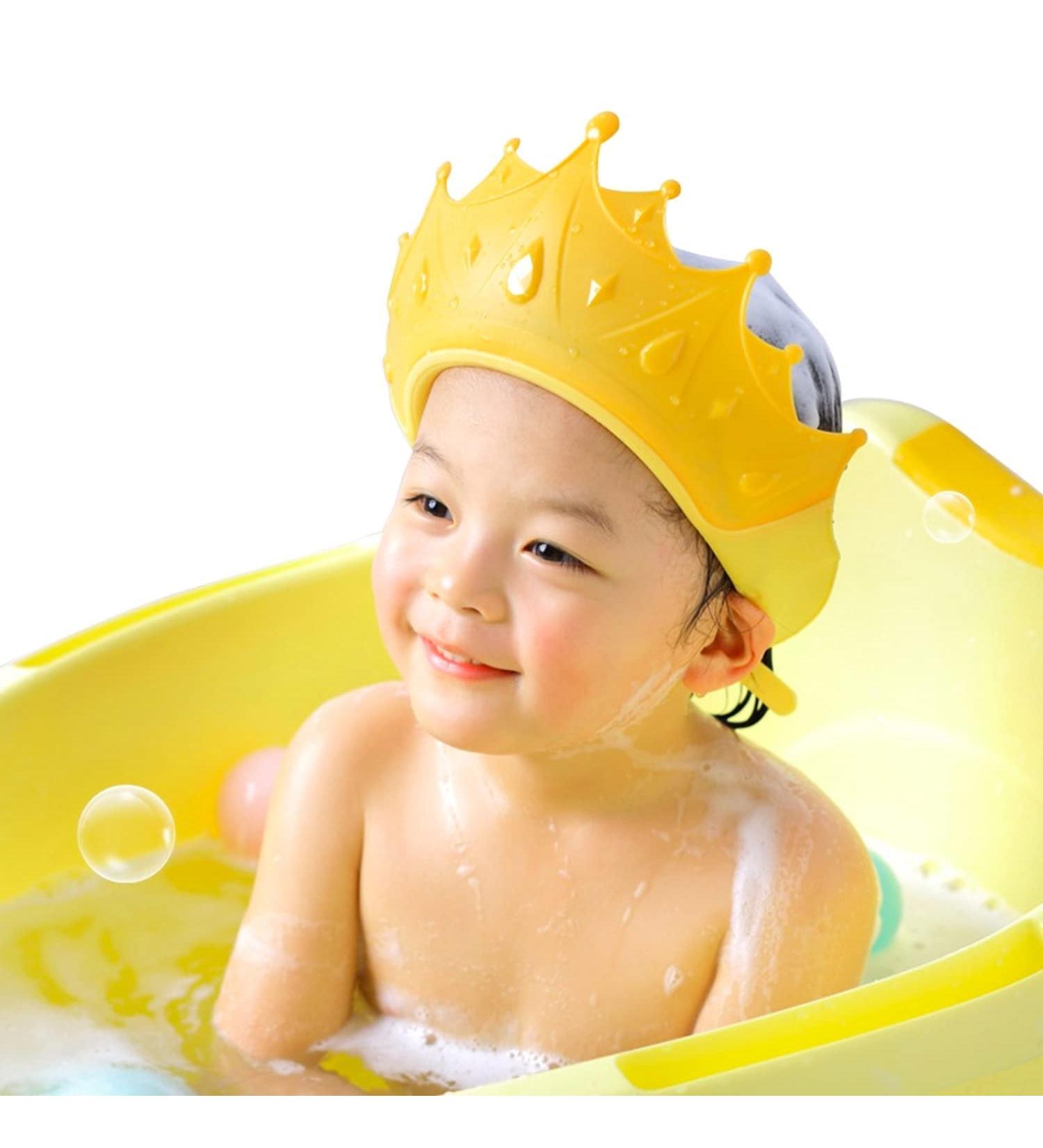 Kids Adjustable Baby Shower Cap - Yellow Bath Visor to Keep Water Out of Eyes and Ears - Buy Online on GoSupps.com