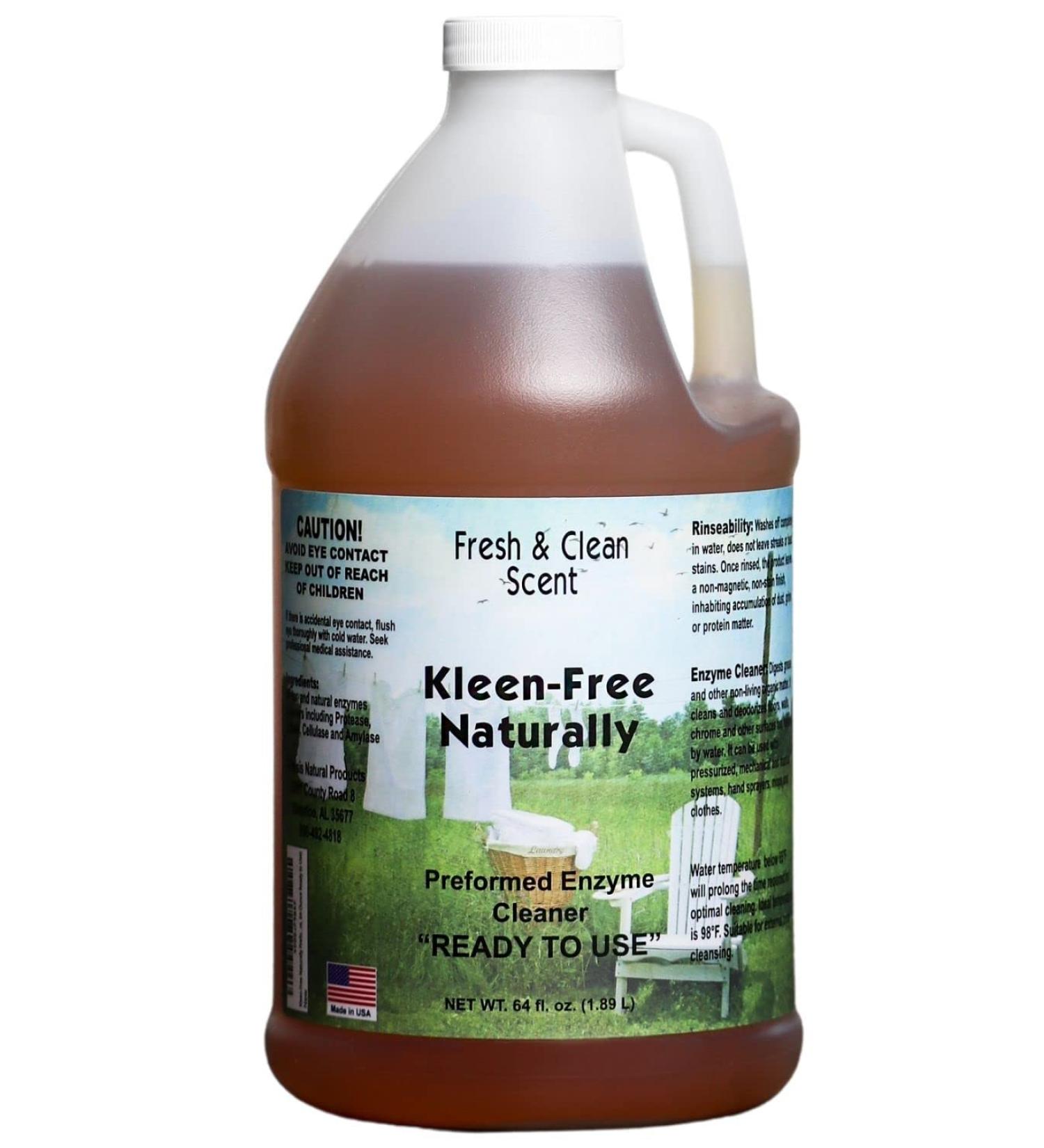 Kleen-Free Naturally Preformed Enzyme Cleaner - Multi-Purpose Enzyme Solution for Laundry & More - Ready-to-Use 64oz - Fresh Scent - Buy Online on GoSupps.com
