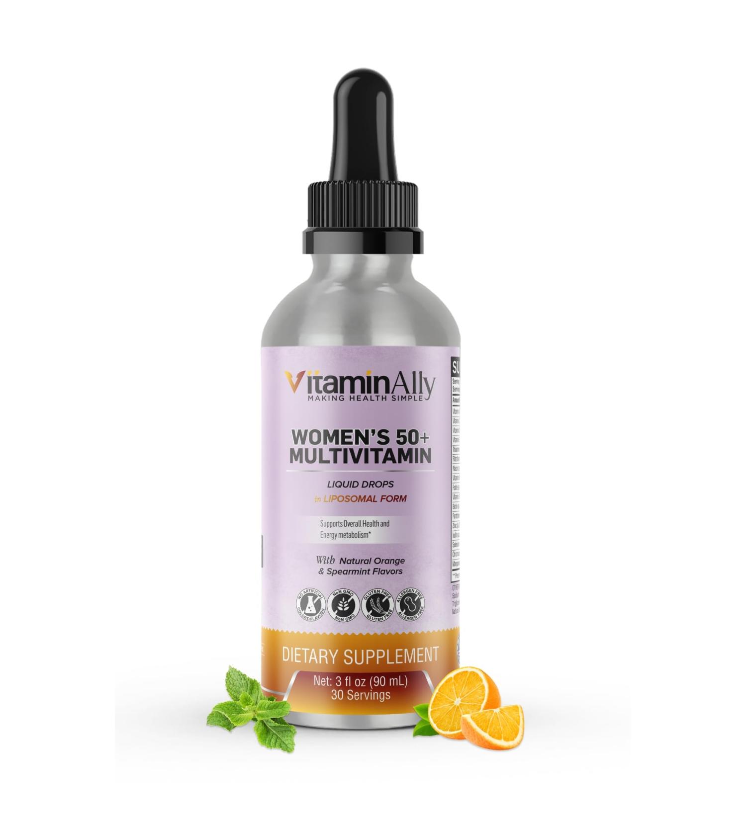 Vitaminally Women's 50+ Multivitamin Liposomal Liquid Drops - Non-GMO, Gluten Free | Supports Overall Health & Metabolism | 3 FL Oz - Buy Online on GoSupps.com