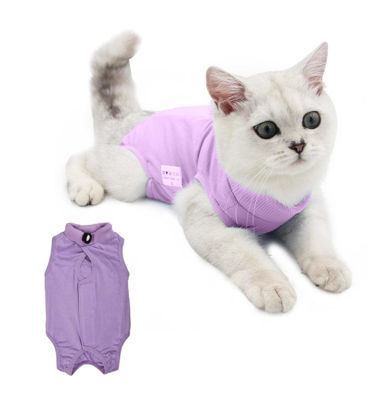 Buy Katzbody Surgical Recovery Suit for Cats | Post-Op Castration & Wound Care (L Purple) - International Shipping - Buy Online on GoSupps.com
