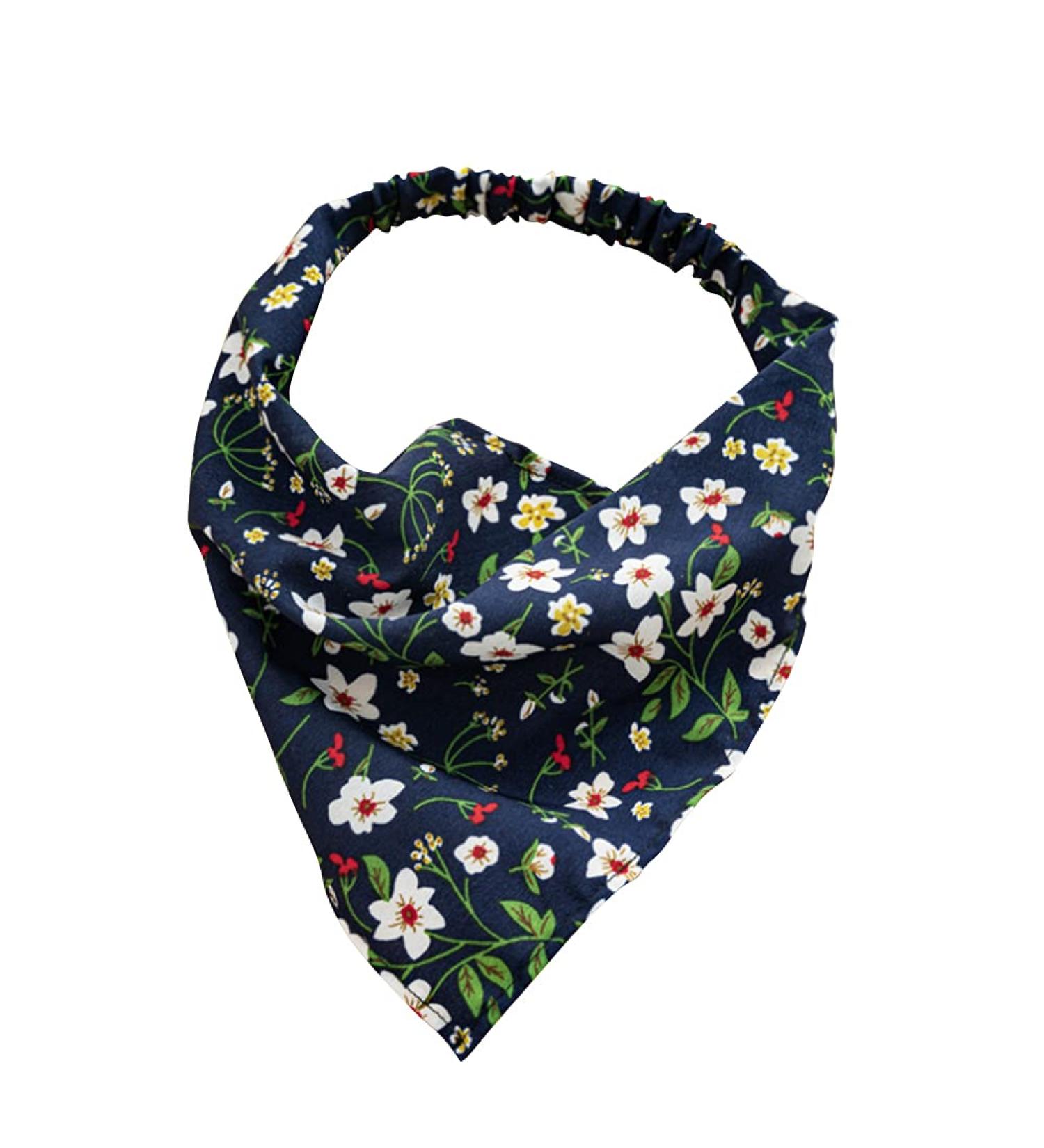 Buy Elastic Floral Chiffon Hair Band - Women's Triangle Bandana & Headwrap Scarves | Stylish Black Headgear for Girls - Buy Online on GoSupps.com