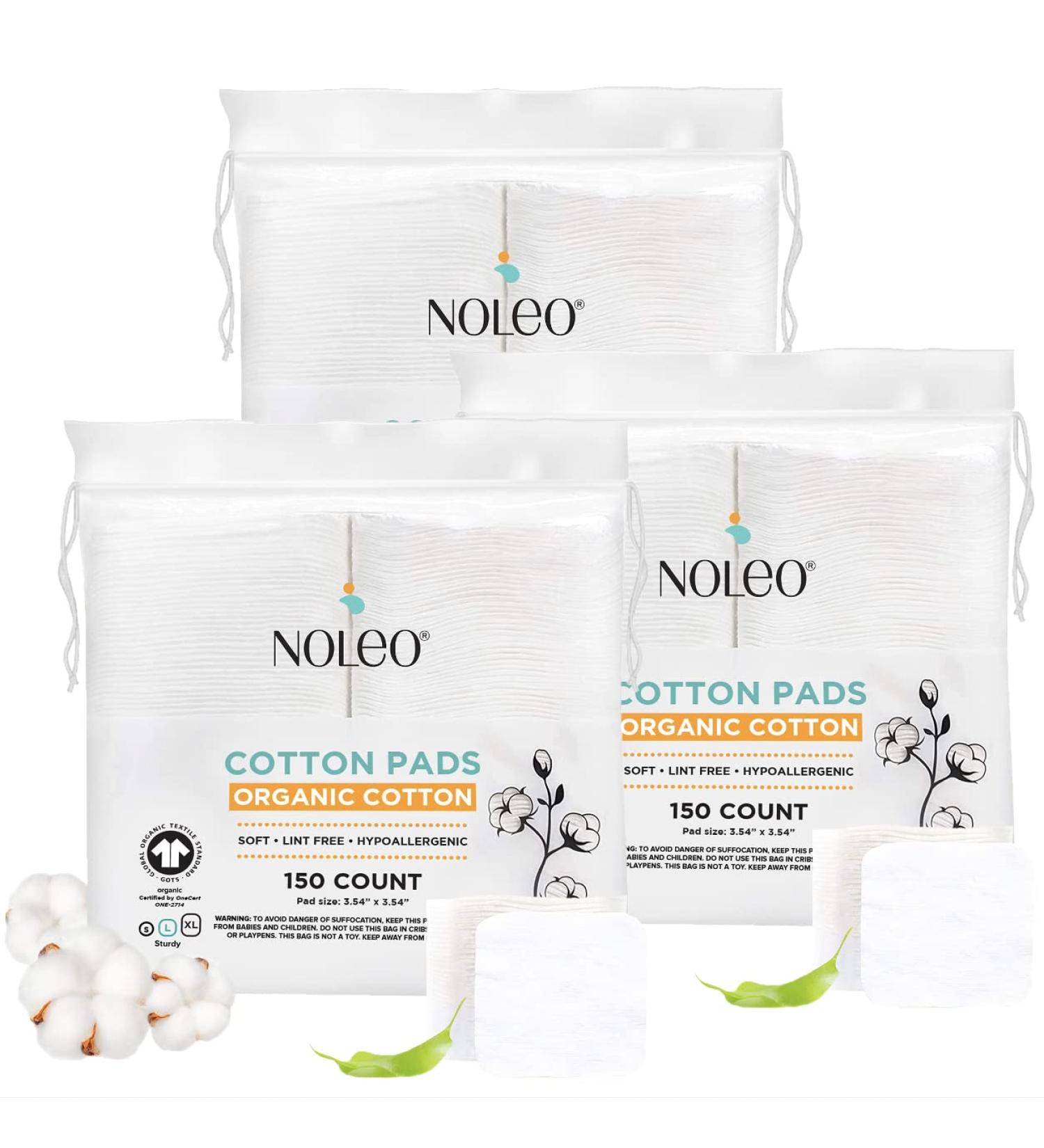 Organic Cotton Pads (450 Count (Pack of 3), Large & Pressed) - Lint Free , Soft, No Hard Edges, 3"54x3"54 450 Count (Pack of 3) Large & Pressed