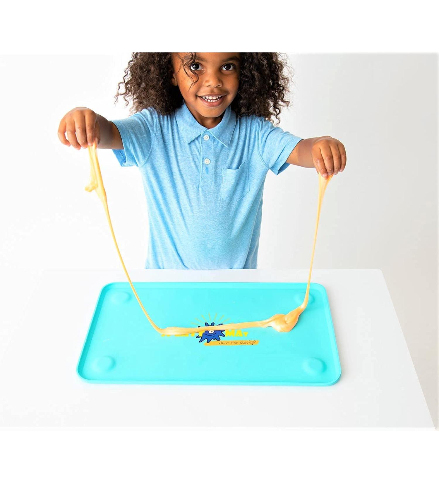 Large Premium Silicone Kids Suctioned Placemat - Sensory Montessori Inspired for Food, Snacks, Travel & Arts - Super Cyan - Buy Online on GoSupps.com