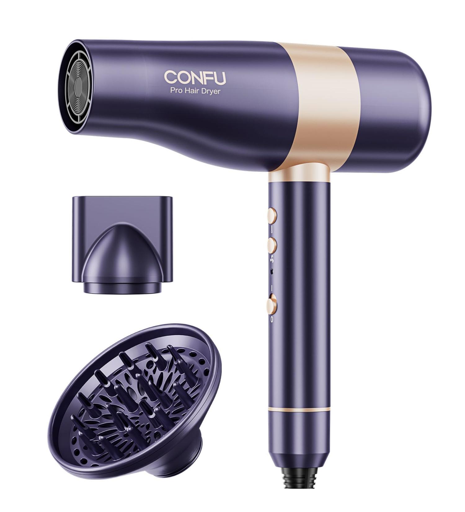 Shop CONFU Hair Dryer - Professional Ionic Blow Dryer with Diffuser | Fast Drying Low Noise 110000 RPM Hairdryer for International Shipping - Buy Online on GoSupps.com