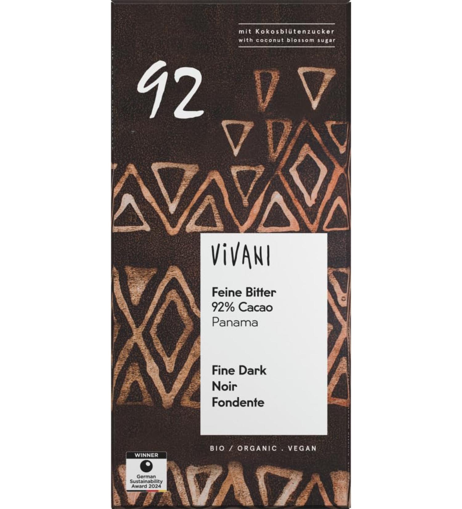 Vivani Vivani Organic Fine Nozzle 92% Cocoa (2 x 80 g)
