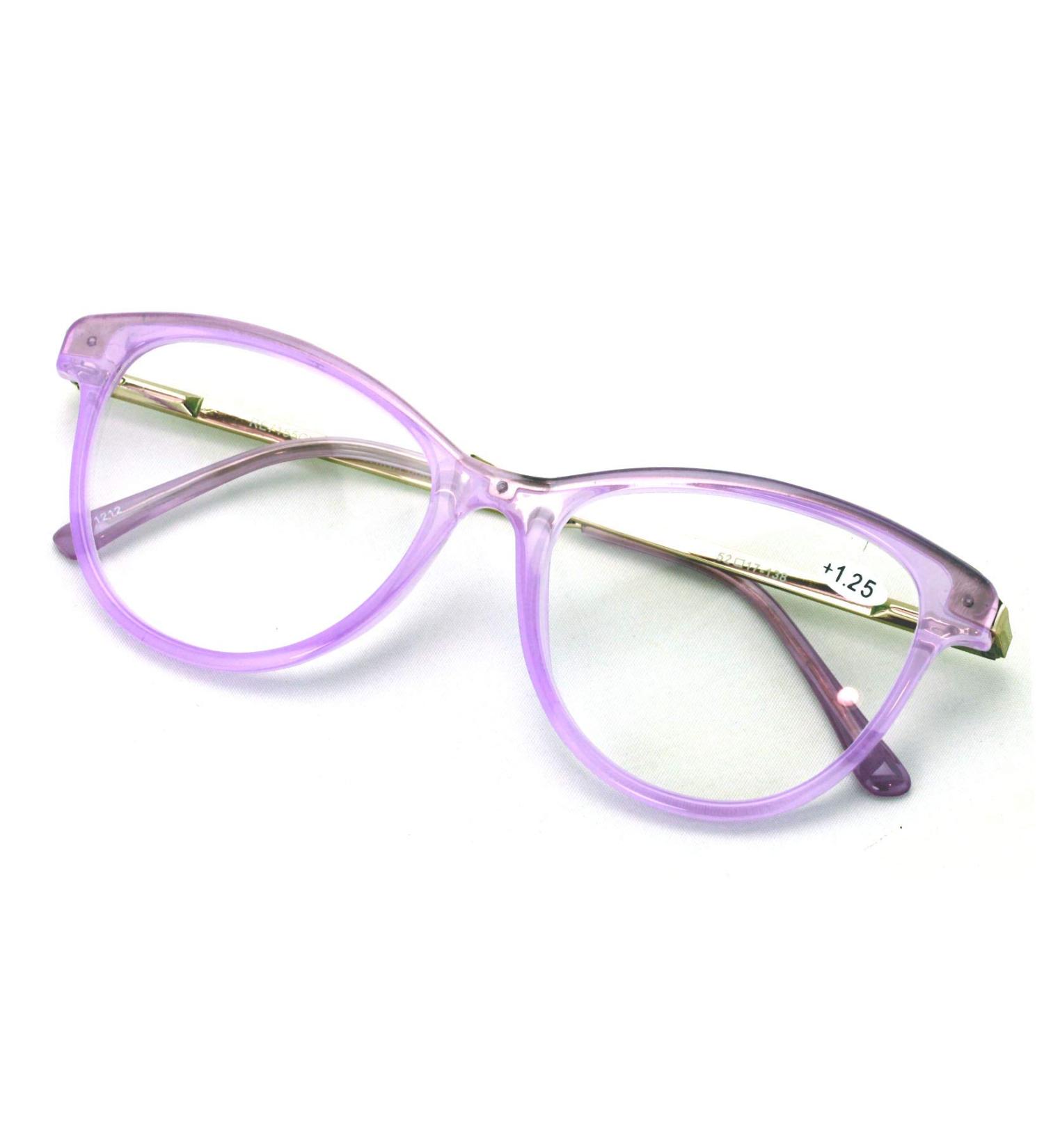 Premium Women Vintage Oval Reader Glasses - Translucent Purple Metal Temple 1.25x Reading Glasses for International Shipping - Buy Online on GoSupps.com