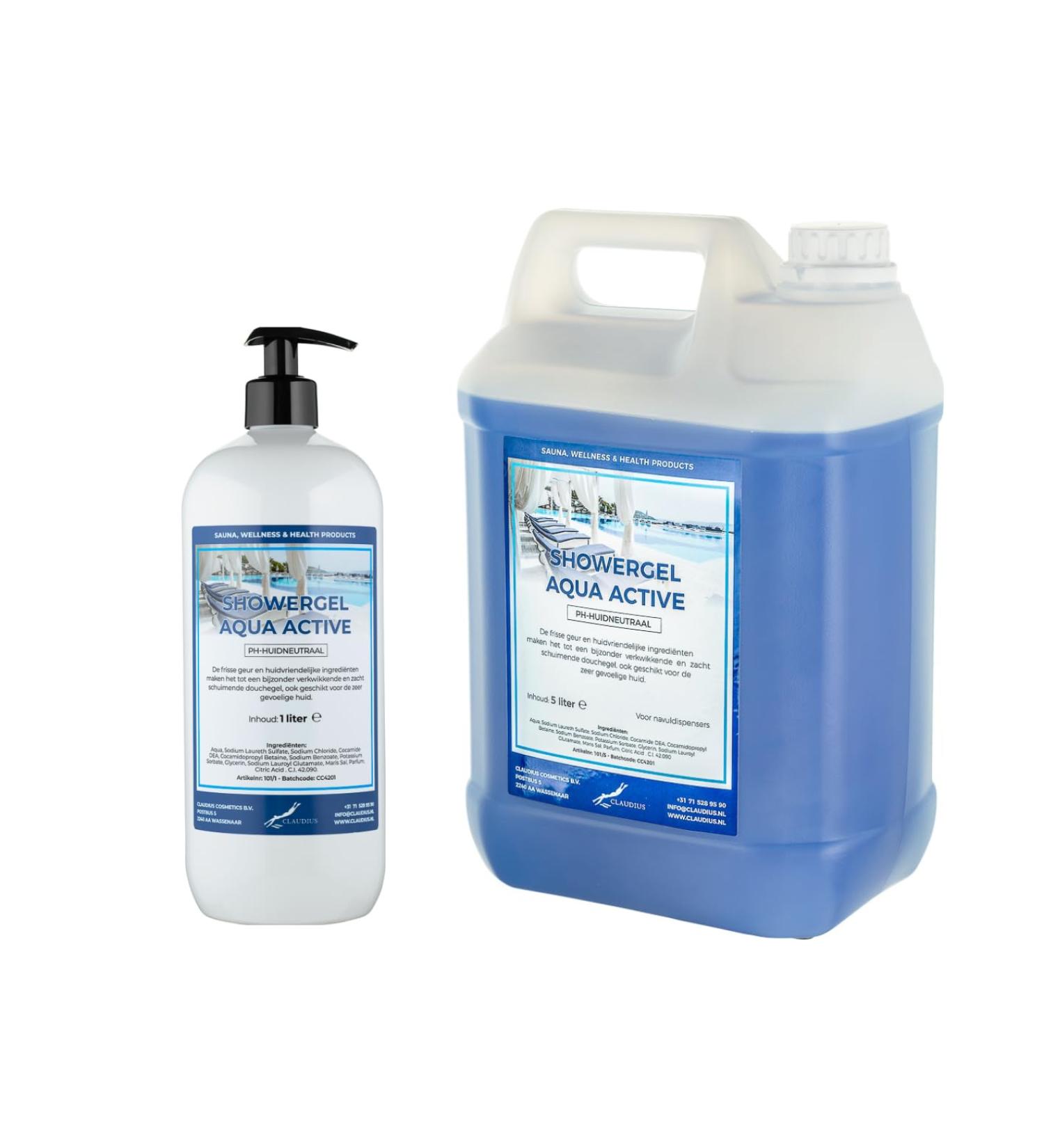 Claudius Showergel Aqua Active 5 liter + 1 liter met pomp wit