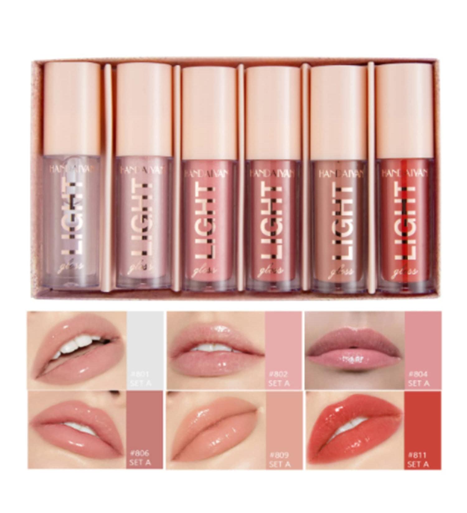 MAEPEOR 6PCS Light Lipgloss Set A - Moisturizing, Shiny & Nourishing Plumping Glossy Lip Gloss - Buy Online on GoSupps.com