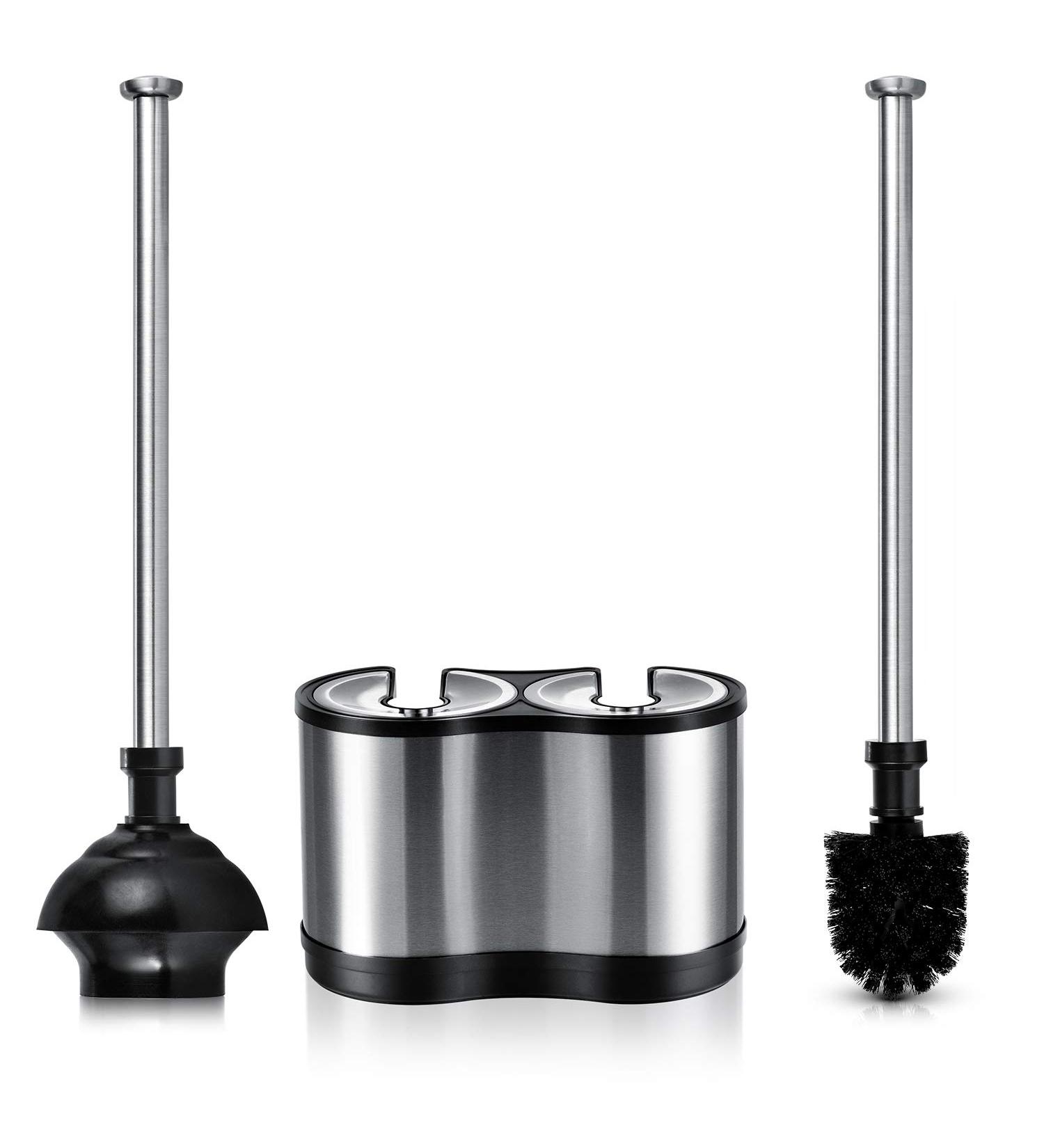 ToiletTree Products Modern Deluxe Freestanding Toilet Brush and Plunger Combo (Stainless Steel  Brush and Plunger Combo Set 4.5 x 9.75 x 18.5") - Buy Online on GoSupps.com
