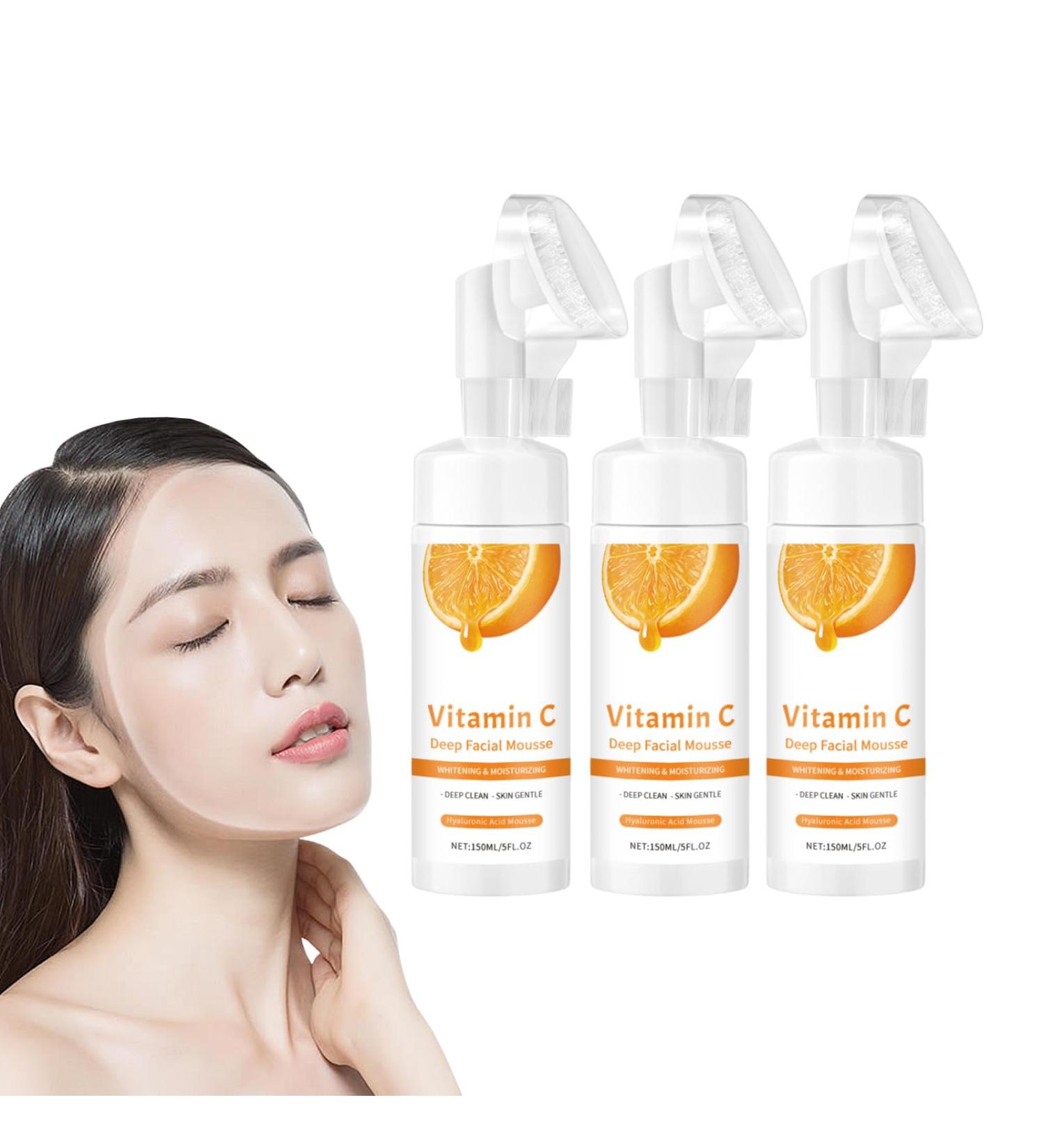 VKaoess Vitamin C Foaming Facial Cleanser with Coconut Water and Aloe Vera Brightening Face Wash for All Skin Types Cleanses & Makeup Improves Uneven Skin Appearance 3 Bottles - Buy Online on GoSupps.com