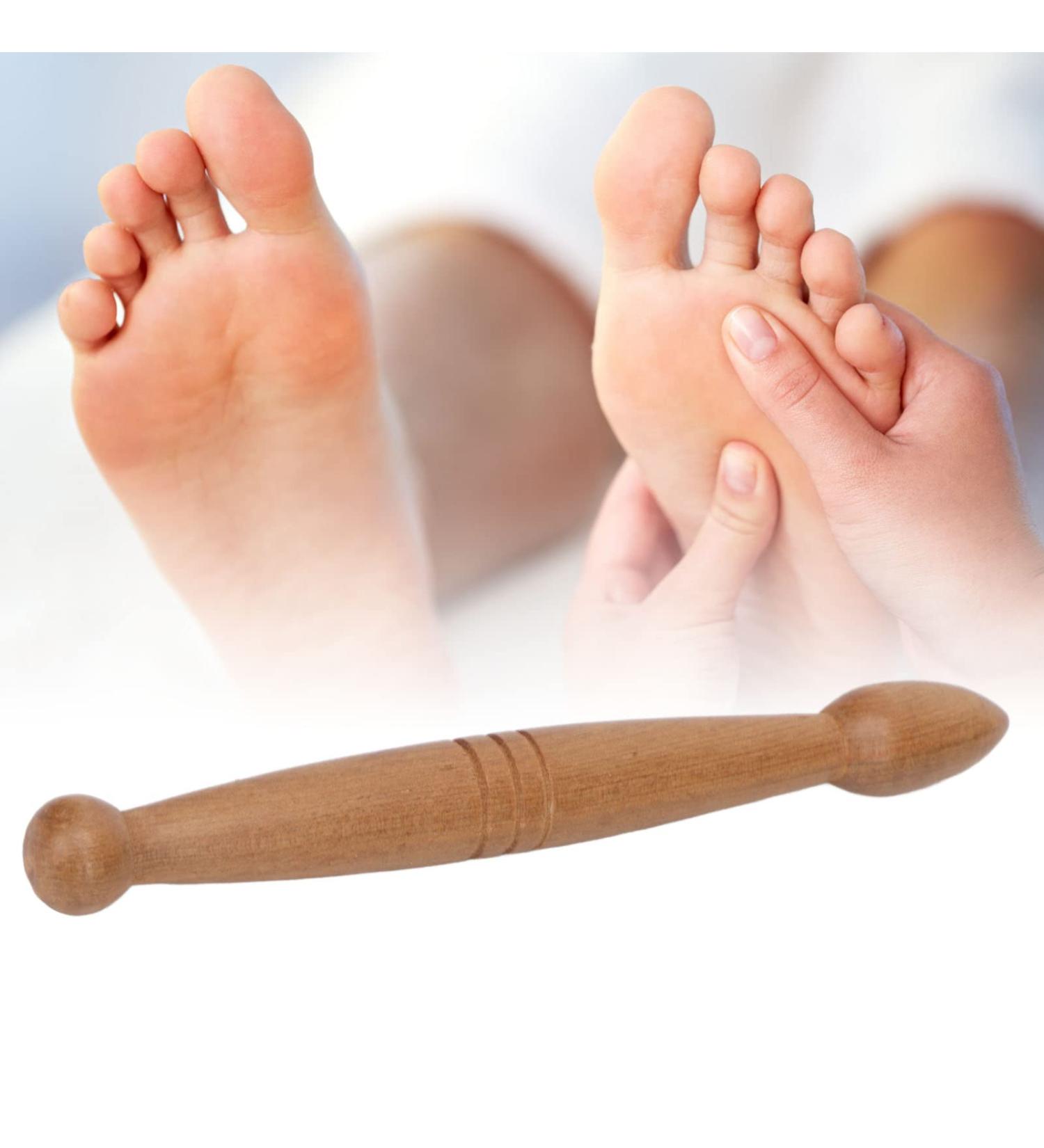 Ergonomic Wooden Acupunkt Massage Stick - 2 Ends Foot & Hand Roller for Home Travel & Office Muscle Relief - Buy Online on GoSupps.com