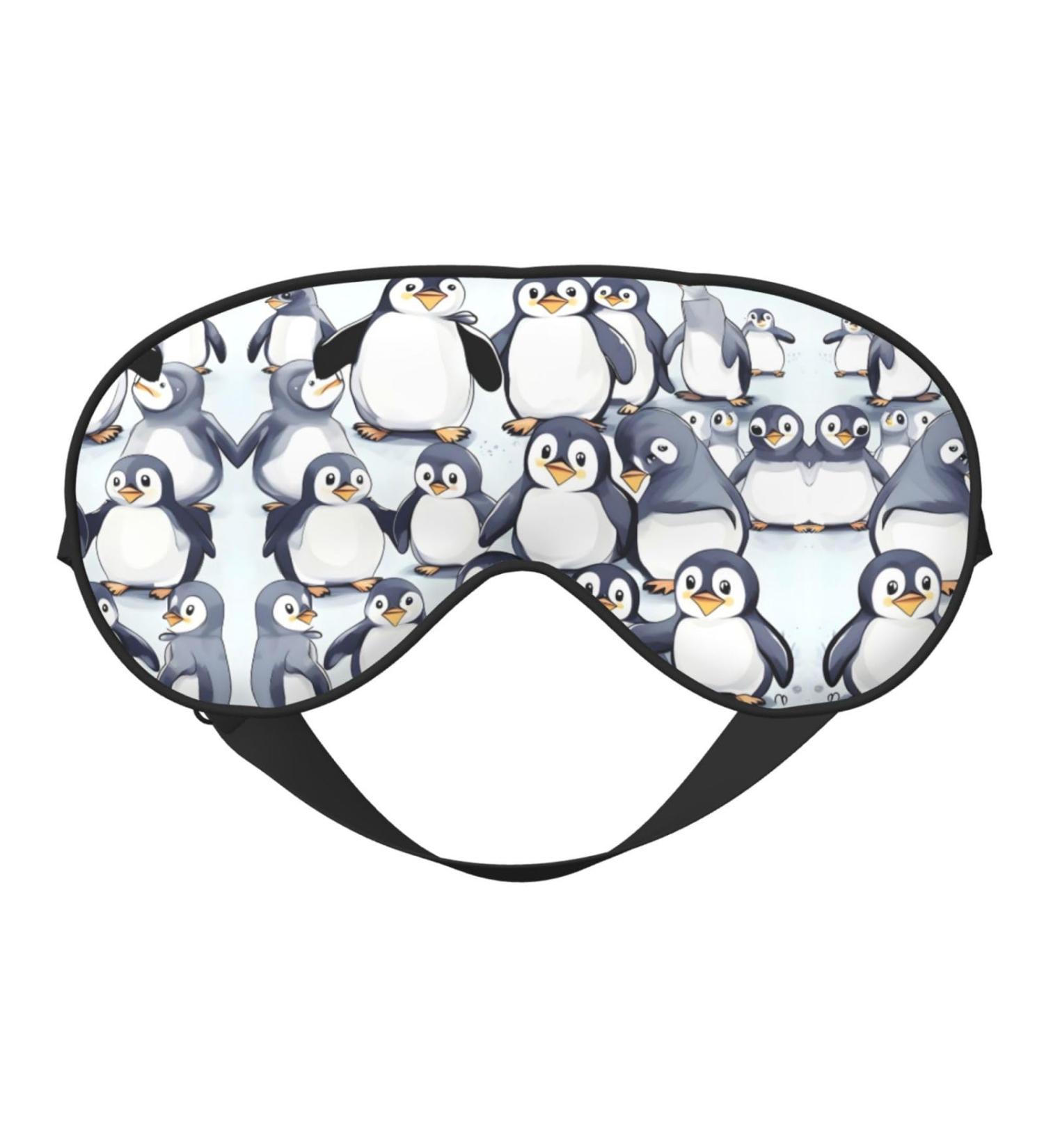 Cute Baby Penguins Sketch Print Eye Mask - Adjustable Light Blocking Sleep Mask for Adults | Comfortable Rest & Relaxation - Buy Online on GoSupps.com