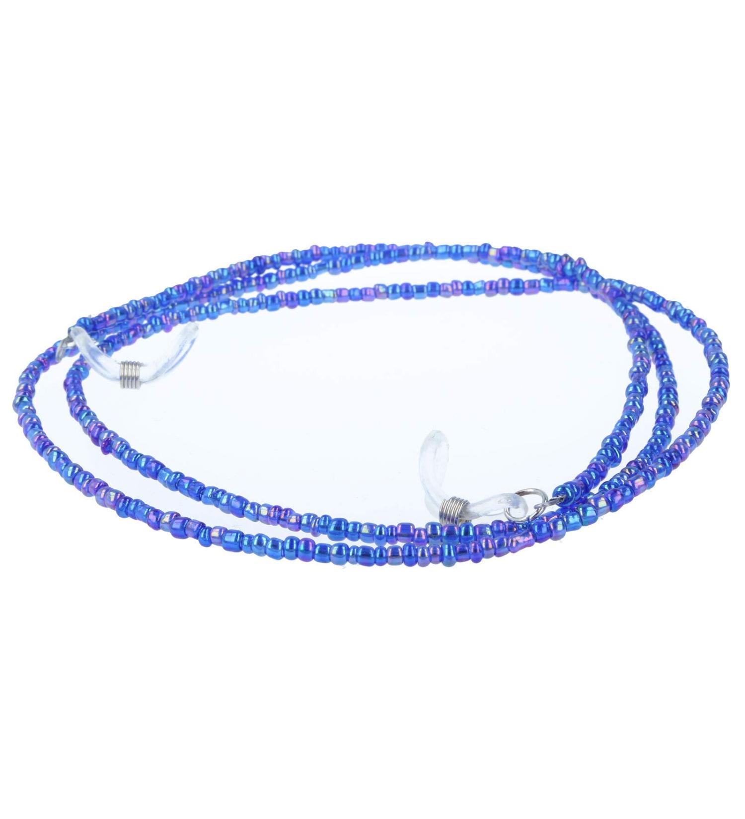 Chic glasses chain made of glass beads | Fastened with rubber loop with stopper in blue