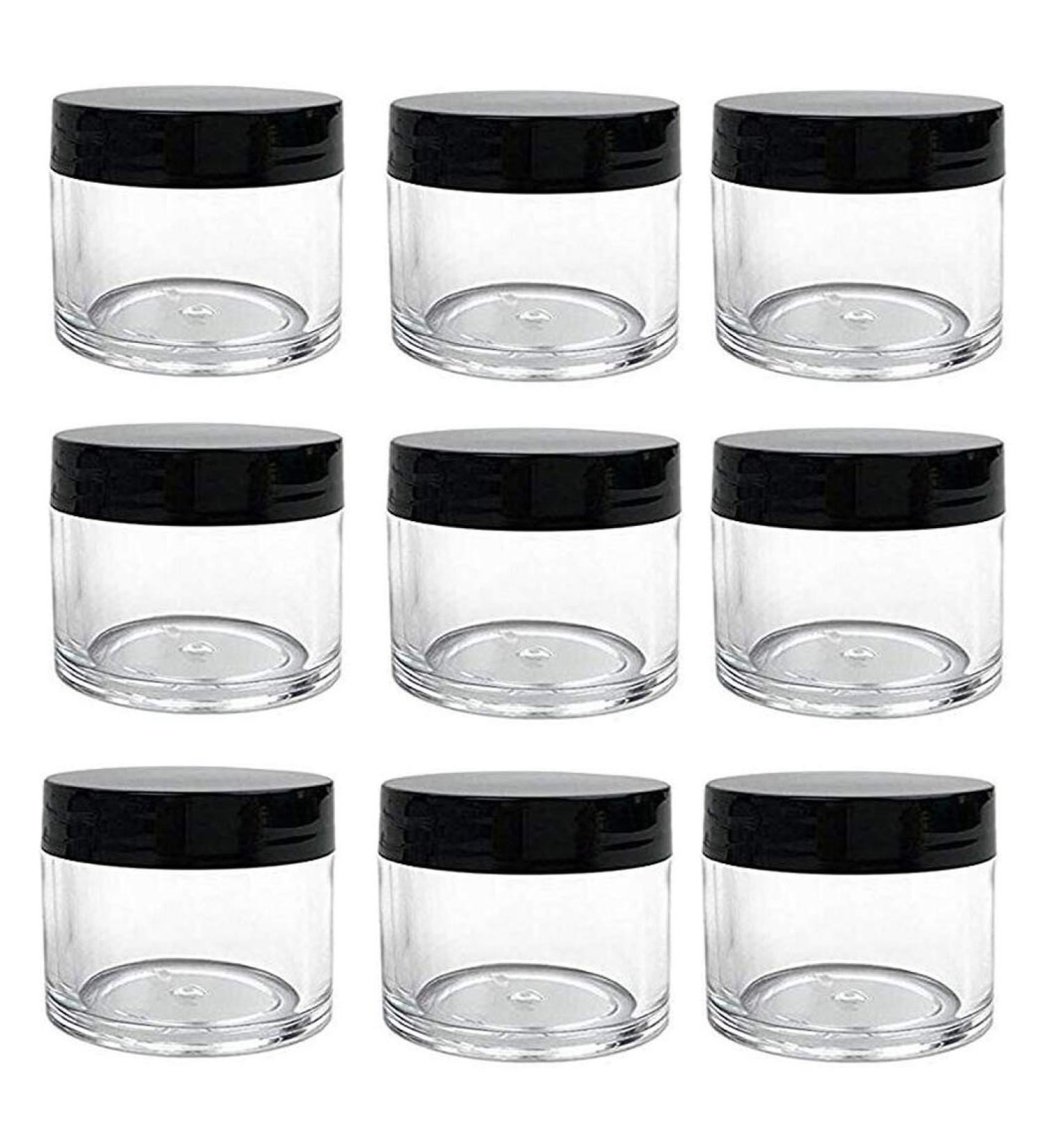 30ml 1oz Refillable Clear Plastic Cosmetic Jars with Screw Cap - Perfect for Makeup Eyeshadow Nail Powder & Lip Scrubs - Bulk Containers - Buy Online on GoSupps.com