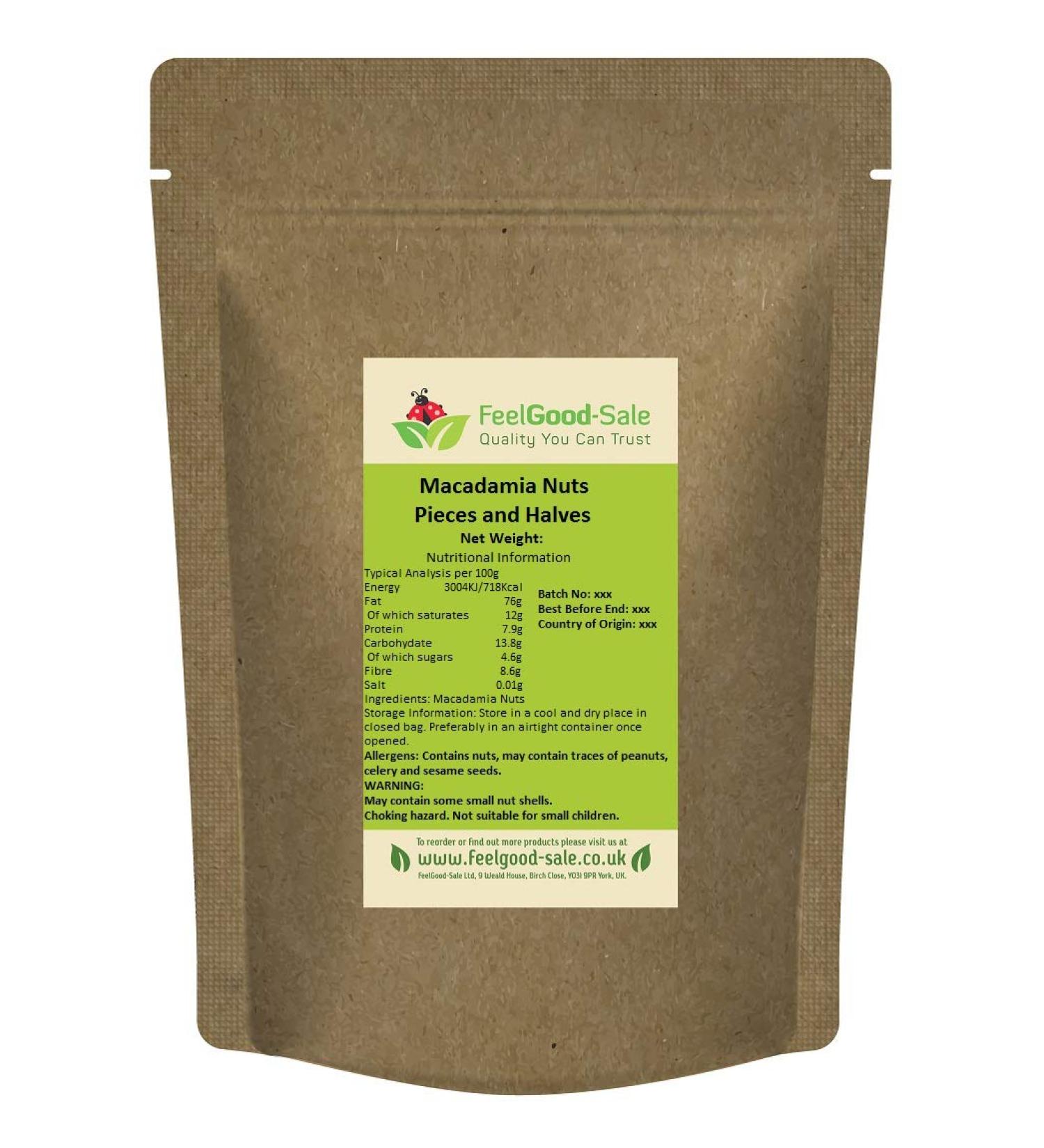 1kg Macadamia Nuts Pieces & Halves (Non GMO - No Irradiation)