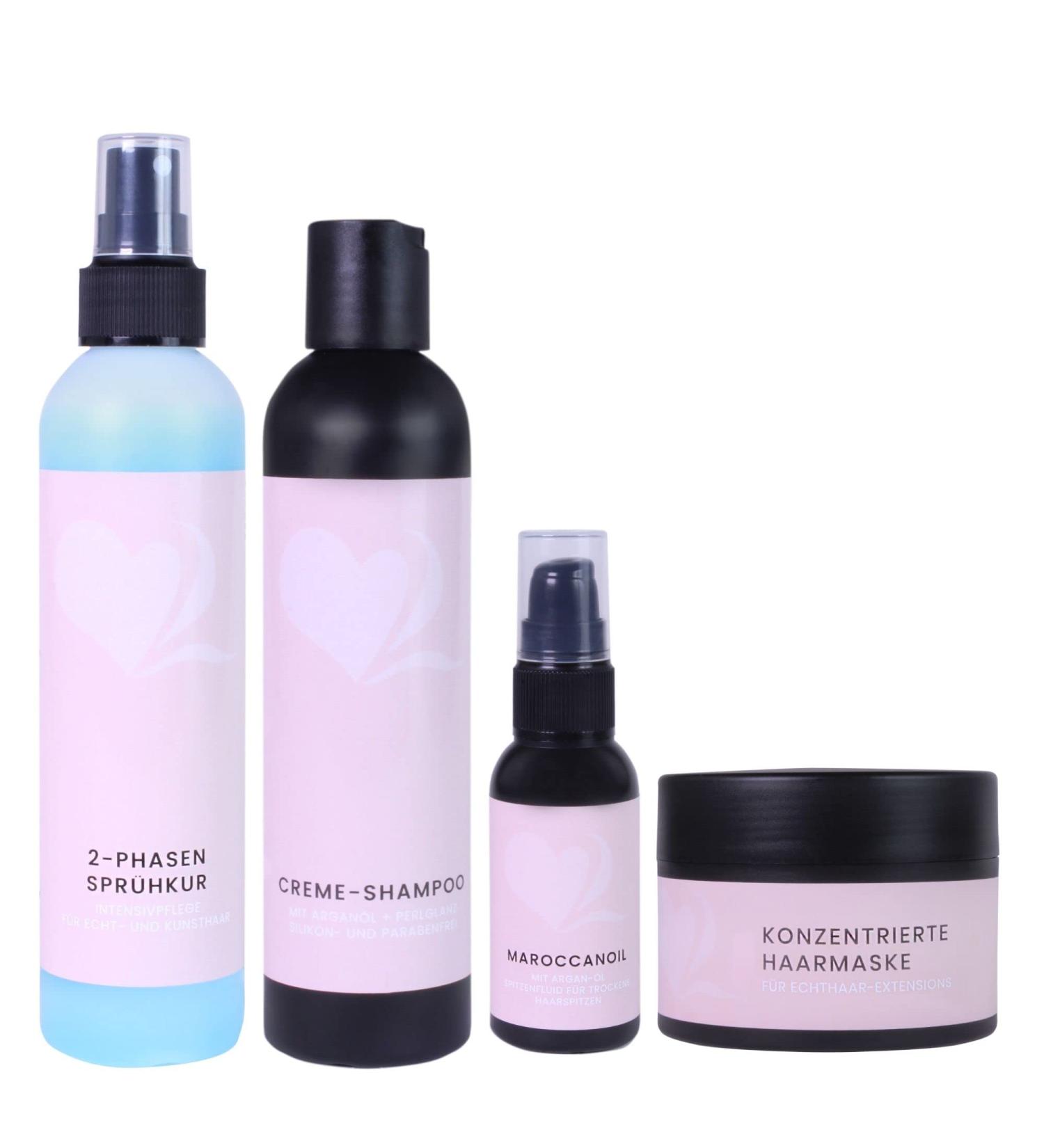 Hair2Heart Care Set for Real Hair Extensions | 2-Phase Spray Cream Shampoo Hair Oil & Mask for Bright Healthy Hair | International Shipping - Buy Online on GoSupps.com
