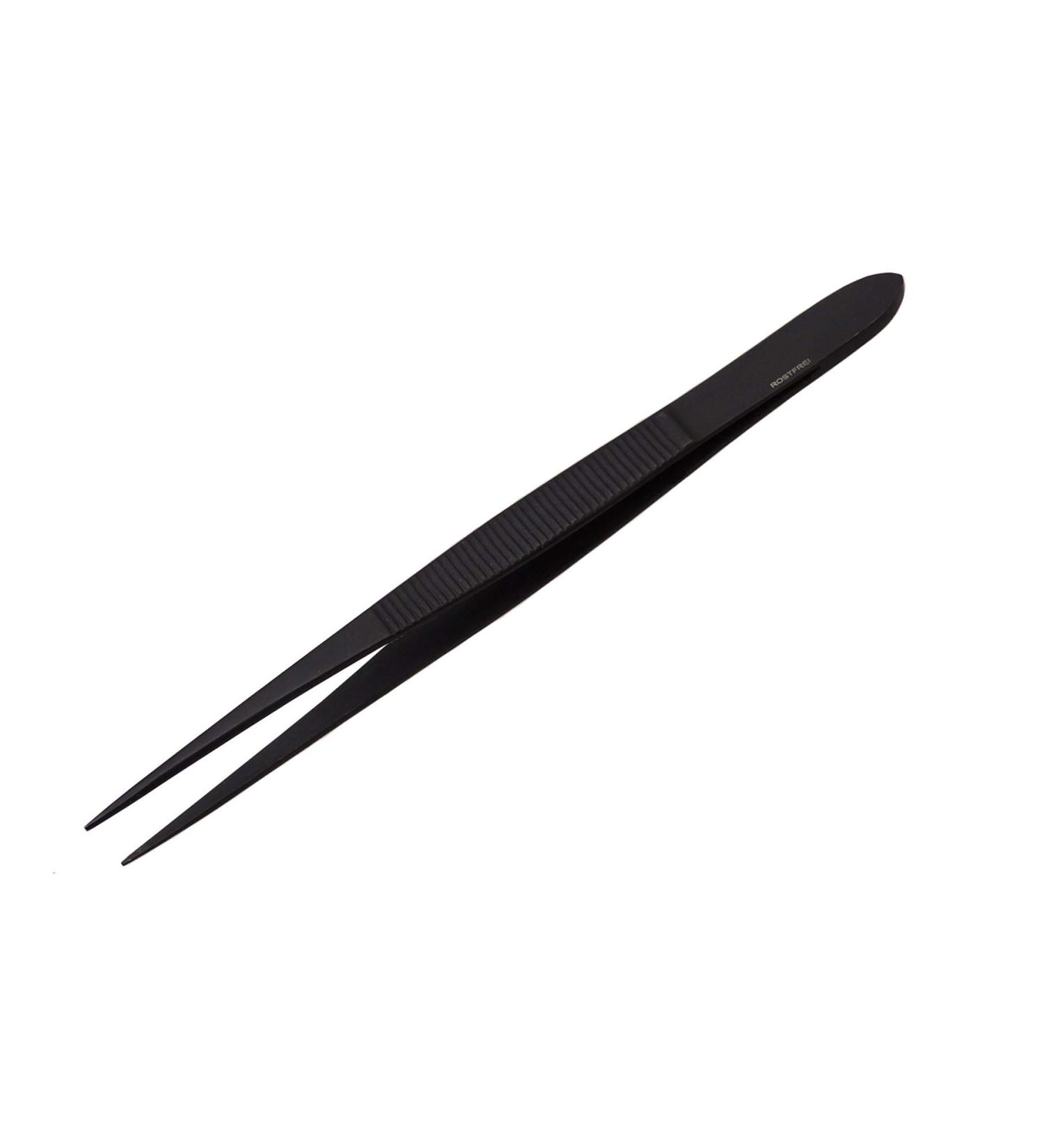Tweezers 9 cm pointed black rust -free