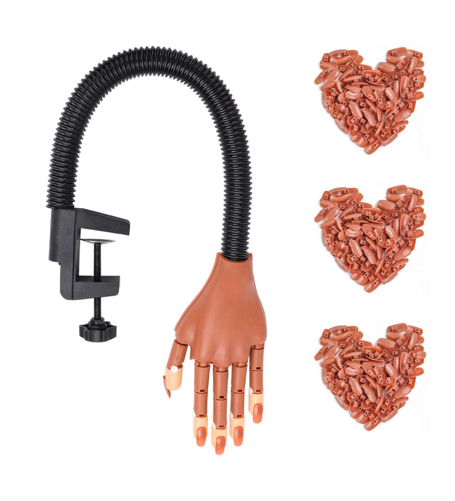 Flexible Nail Training Hand with 300 Refillable Tips - DIY Manicure Practice Kit - Buy Online on GoSupps.com