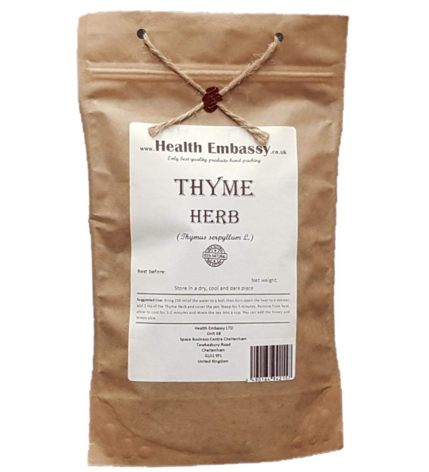 Thyme Herb Tea | Thymus Serpyllum L | Thym Herbe Tisane | Health Embassy (50g) - Buy Online on GoSupps.com