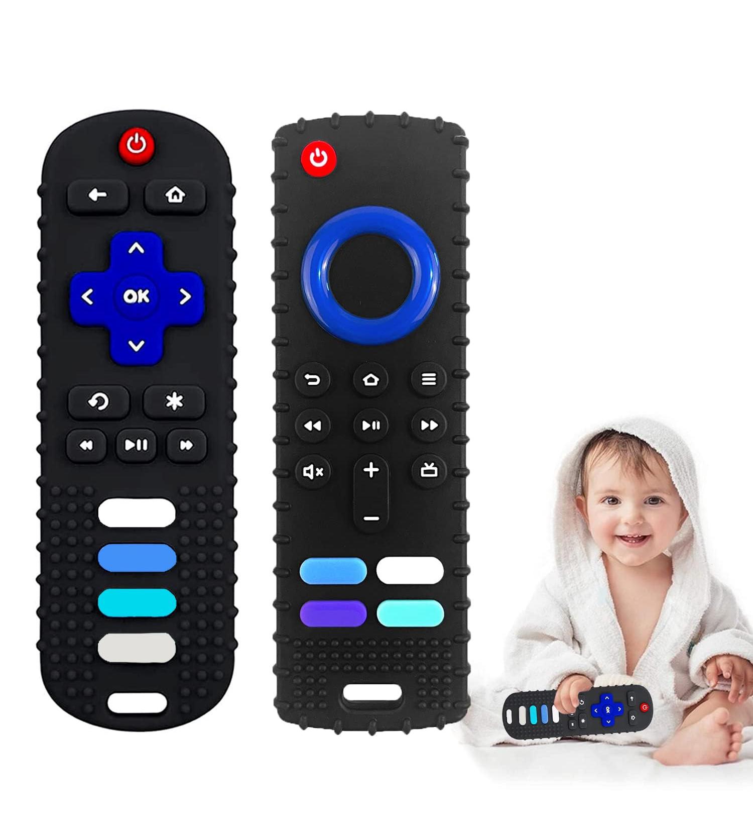Silicone Remote Teether TV Remote Teethers for 3 6 18 Months Babies  Baby Remote Teething Toys for Boys and Girls BPA Free (Black+Black) - Buy Online on GoSupps.com