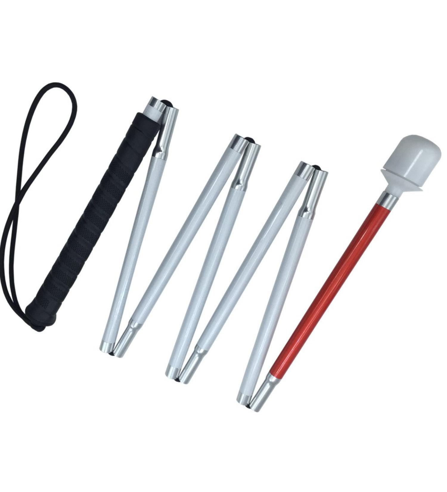 Aluminum Mobility Folding White Cane for Vision Impaired and Blind People (folds down 7 sections) (Black Handle 130cm (51.2 inch)) Black Handle 130cm (51.2 inch) - Buy Online on GoSupps.com