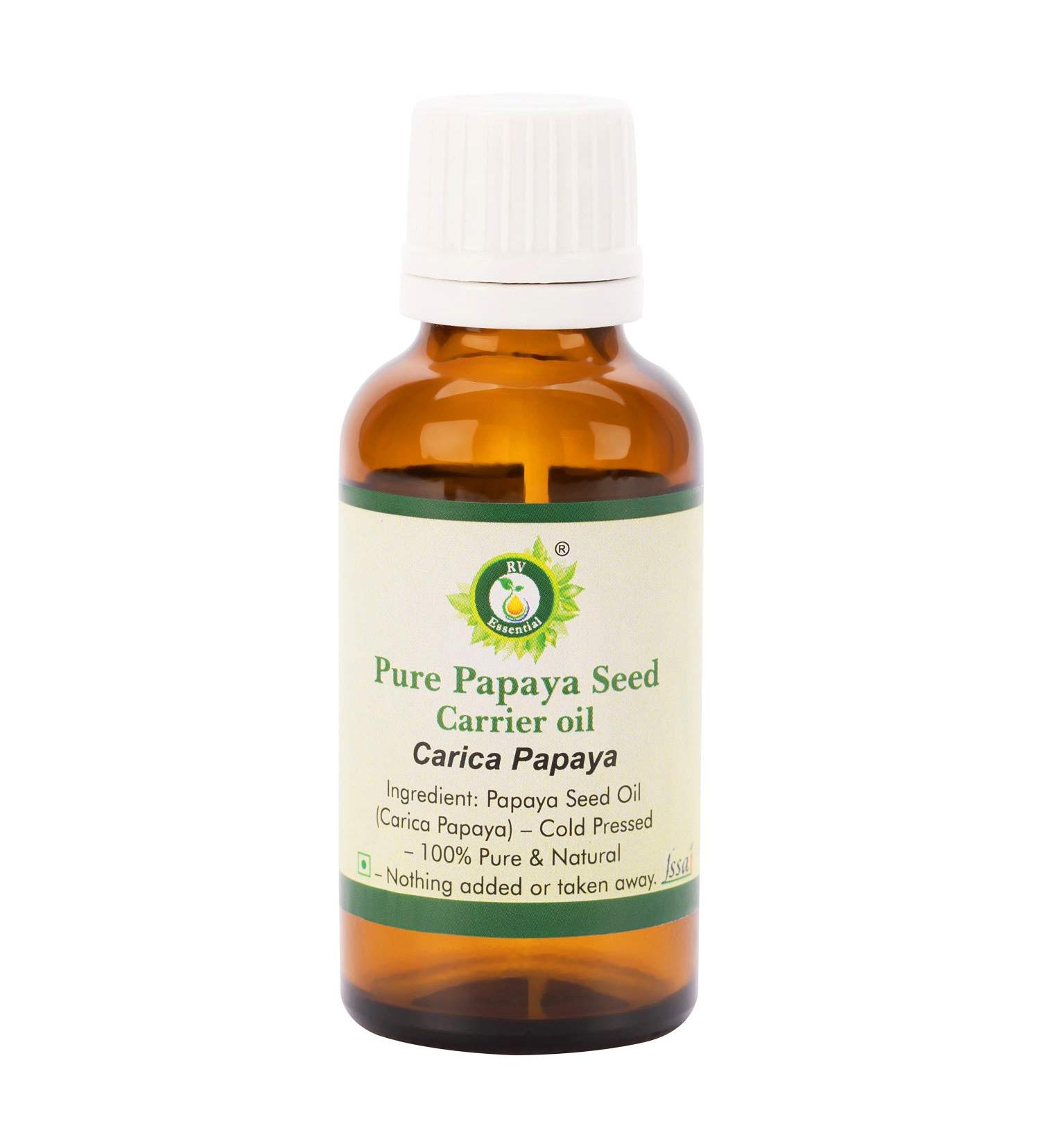 R V Essential Pure Papaya Seed Carrier Oil 50ml - 100% Natural Cold Pressed Carica Papaya Oil - Buy Online on GoSupps.com