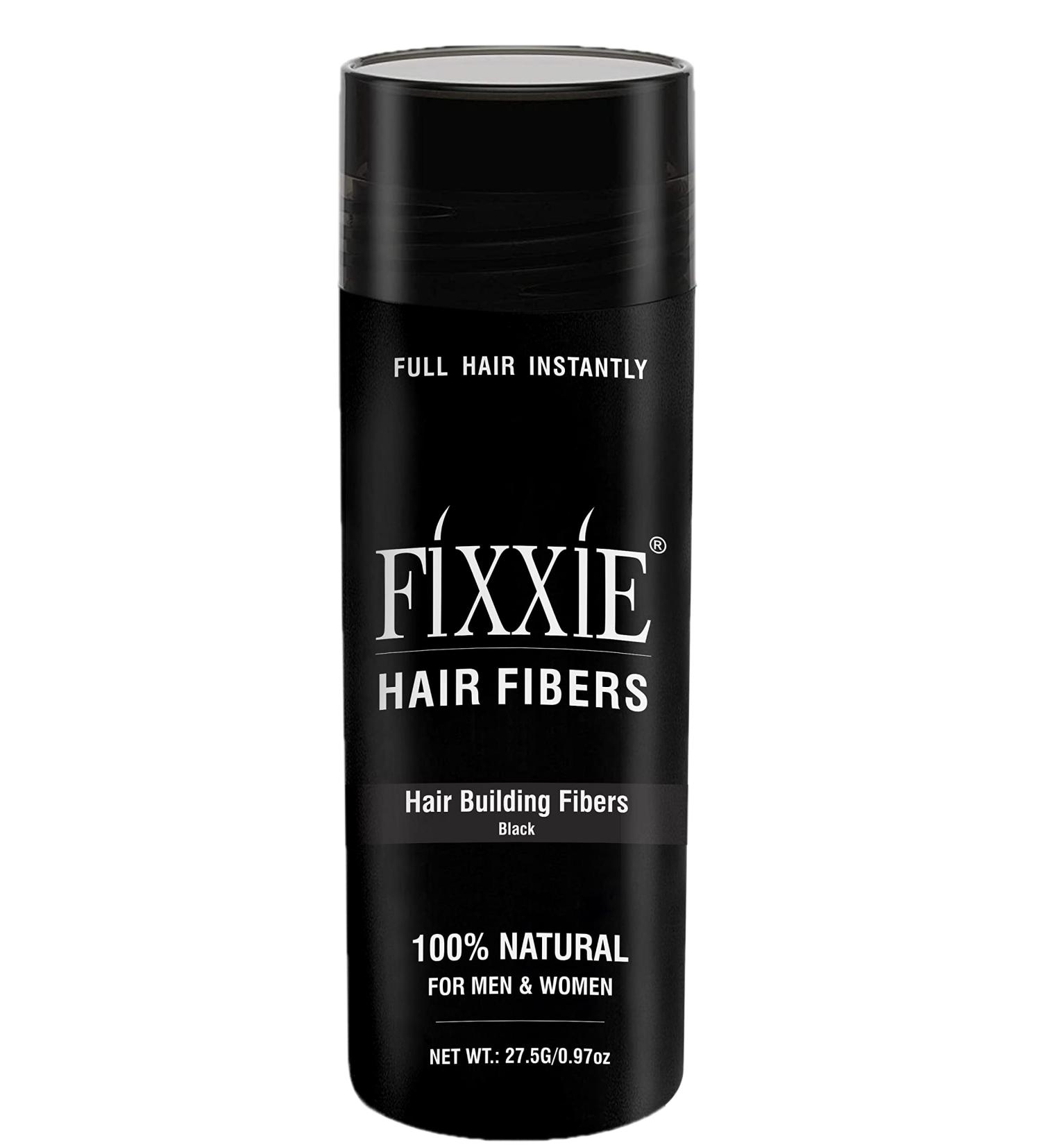 FIXXIE Hair Fibres BLACK 27.5g Bottle - Hair Fibre Concealer for Hair Loss - Thicker Looking Hair with Keratin Fibers - Men and Women - Buy Online on GoSupps.com