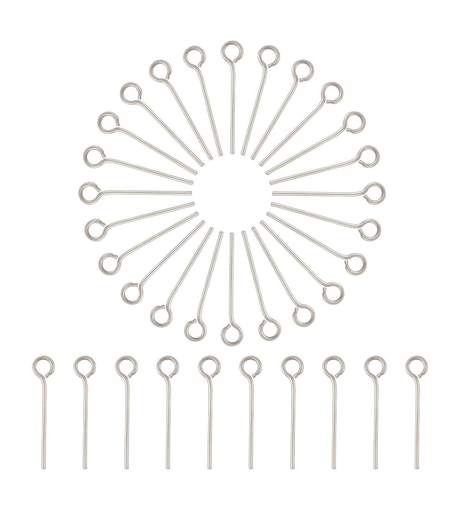 UNICRAFTABLE 1000pcs 304 Stainless Steel 16mm Eyepins for Jewelry Making - Open Eye Pins Head Pin Findings with 2mm Connector Hole - Buy Online on GoSupps.com