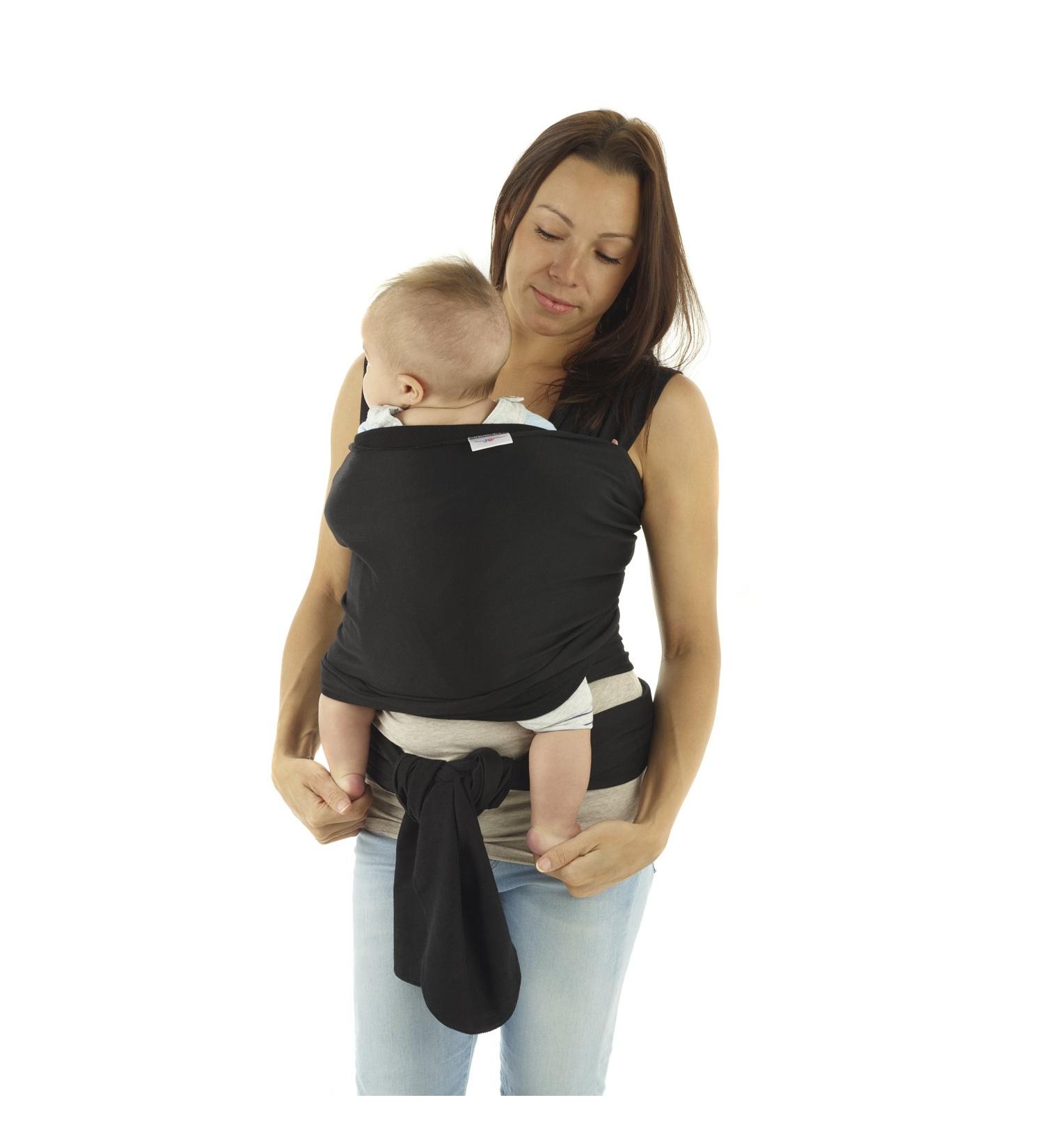 Baby Sling Wrap Carrier | 3 Positions | Newborn to 35 lbs | 95% Cotton 5% Spandex - Black - Buy Online on GoSupps.com