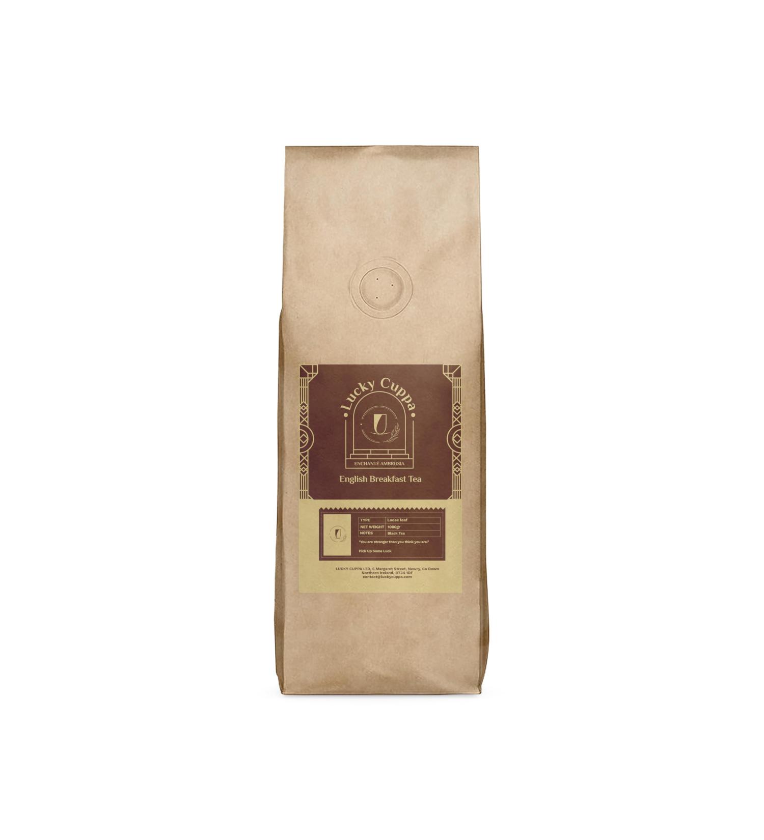 Lucky Cuppa English Breakfast Tea - Decaf Loose Leaf Tea - Perfect Tea Gifts for Tea Lovers - Premium Quality Decaf Loose Tea - 1kg Bulk Bag - Buy Online on GoSupps.com