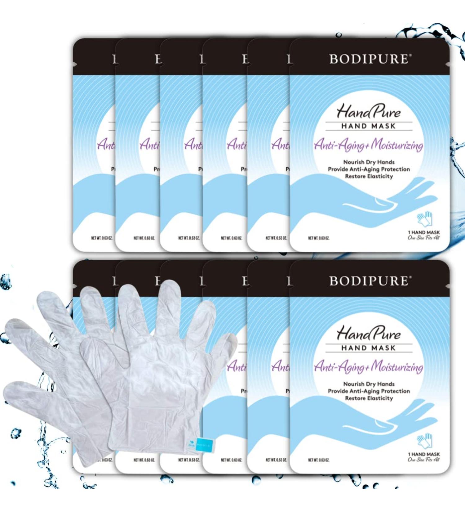 Bodipure HandPure Hand Mask - Intensive Repair Treatment for Dry Cracked Hands - Moisturizing Gloves for Women and Men - 12 Pack - Buy Online on GoSupps.com