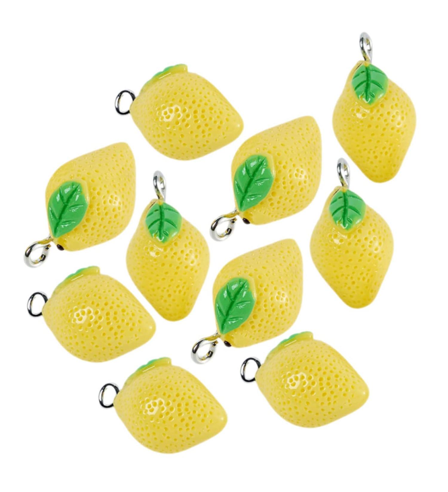 COOLHIYA 10pcs Lemon Pendant Fruit Charm Mini Charms Hawaiian Party Favors Lemon Beads Dangle Charms Yellow Lemon Charms Fake Lemon Model Jewelry Making Charms Resin Connector The Summer - Buy Online on GoSupps.com