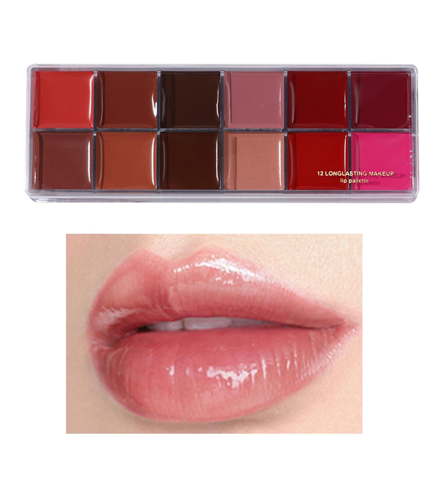 Palette de 12 Couleurs L vres | Palette Maquillage Velours Mat avec Teintes Cr meuses | Set Brillant Compact Tenue R sistante Id al Femme Adulte Usage Quotidien - Buy Online on GoSupps.com