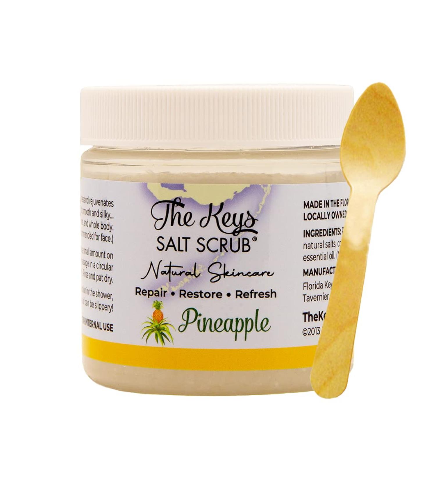 Organic Exfoliating Sea Salt Body Scrub - 3.4 oz Pineapple | Ideal for Hands Feet & Travel - Men & Women | Pure Florida Sea Salt - Buy Online on GoSupps.com