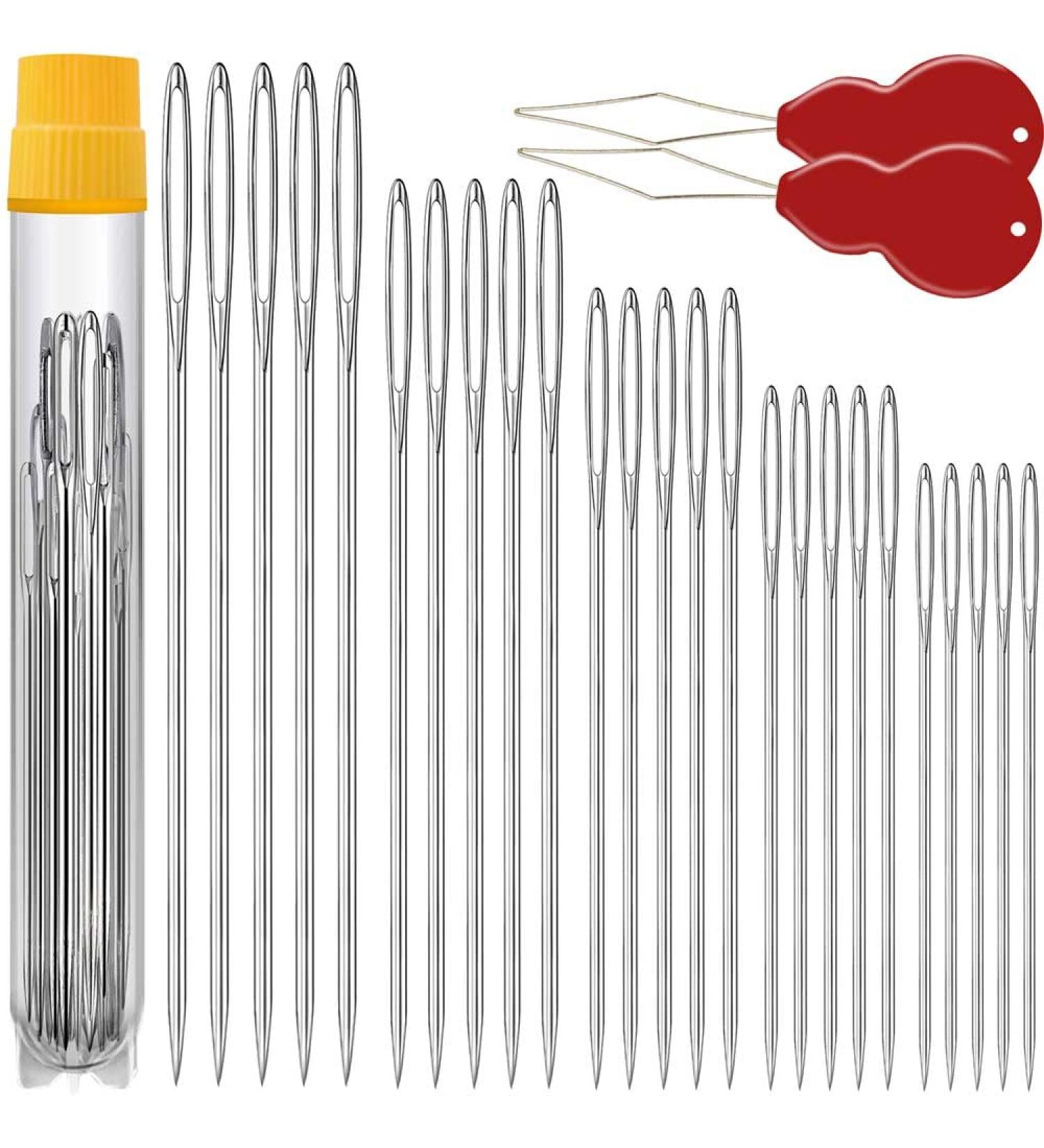 Premium Large Eye Hand Sewing Needles - 25/50 Pack with Threaders | Assorted Sizes Embroidery Needle Set for Sewing Projects - Buy Online on GoSupps.com