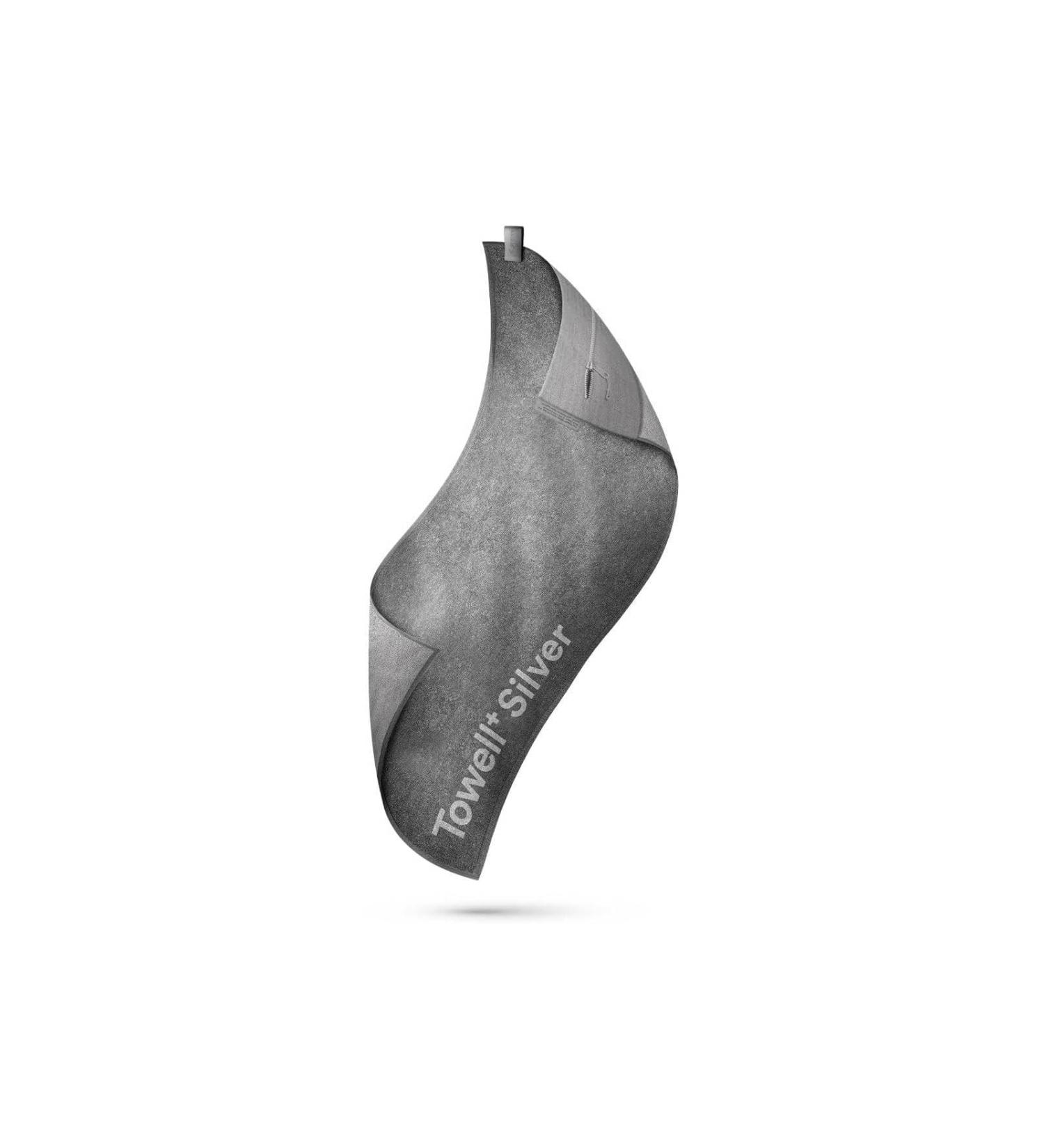 Buy Stryve Gym Towel+ Silver Gray - Antibacterial Anti-Slip Fitness Towel with Magnetic Clip & Bag 105x42.5 cm - Perfect for International Shipping - Buy Online on GoSupps.com