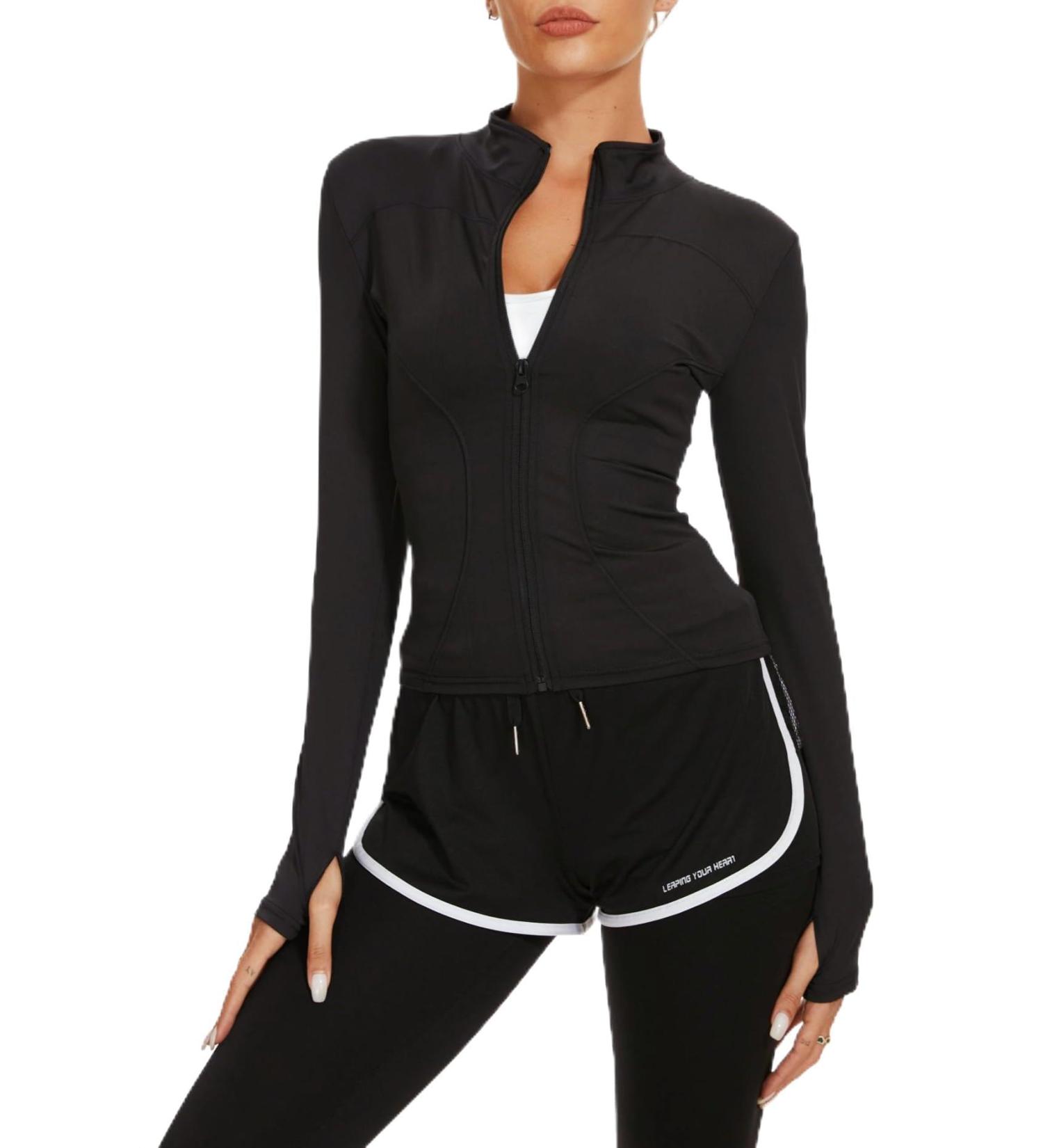 Kiiwah Women's Running Jacket - Lightweight Breathable Sports Jacket with Thumb Holes | XL Black Running & Training Top - Buy Online on GoSupps.com