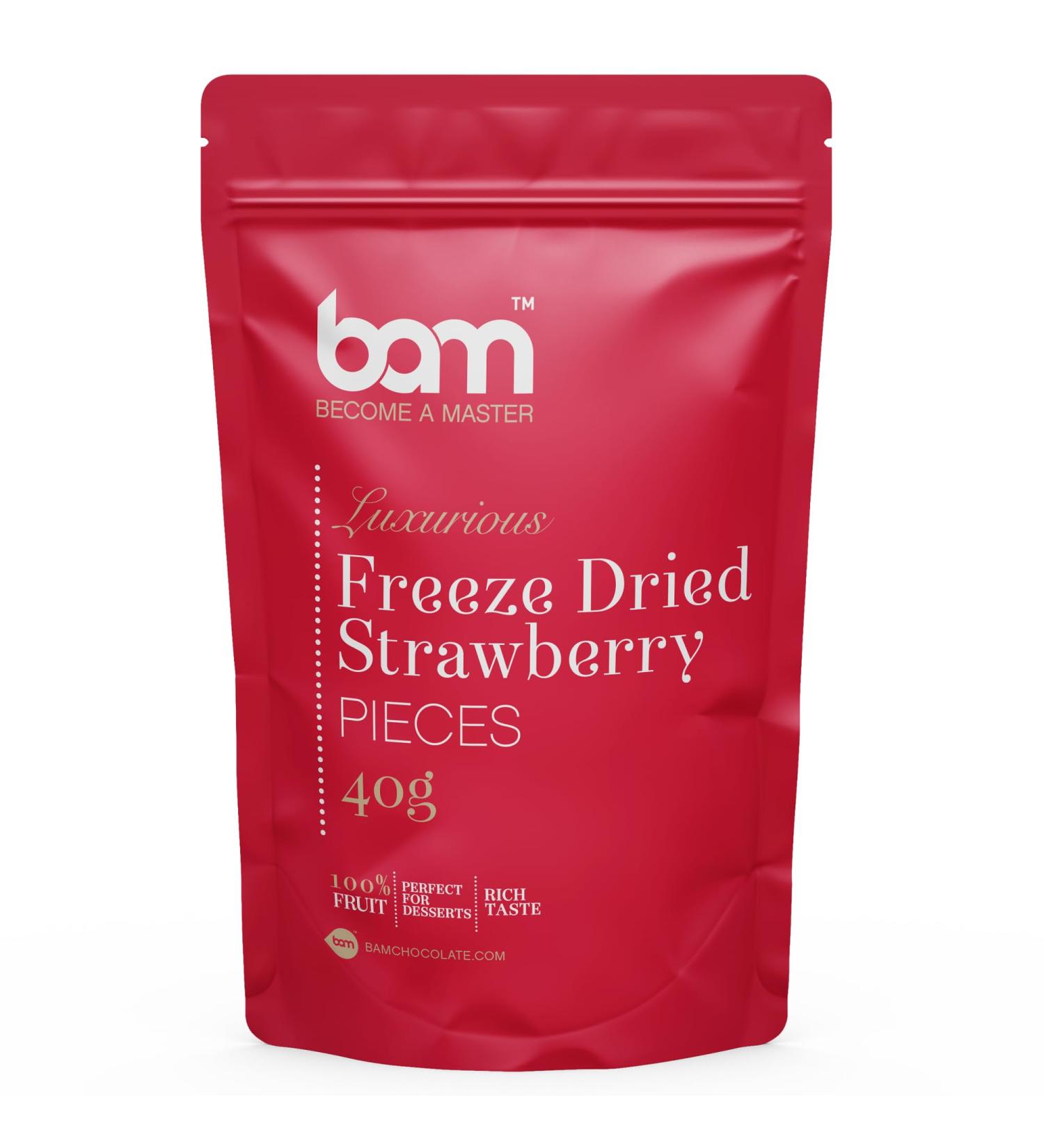BAM Freeze-dried strawberries 40 g natural fruits perfect desserts rich taste - Buy Online on GoSupps.com