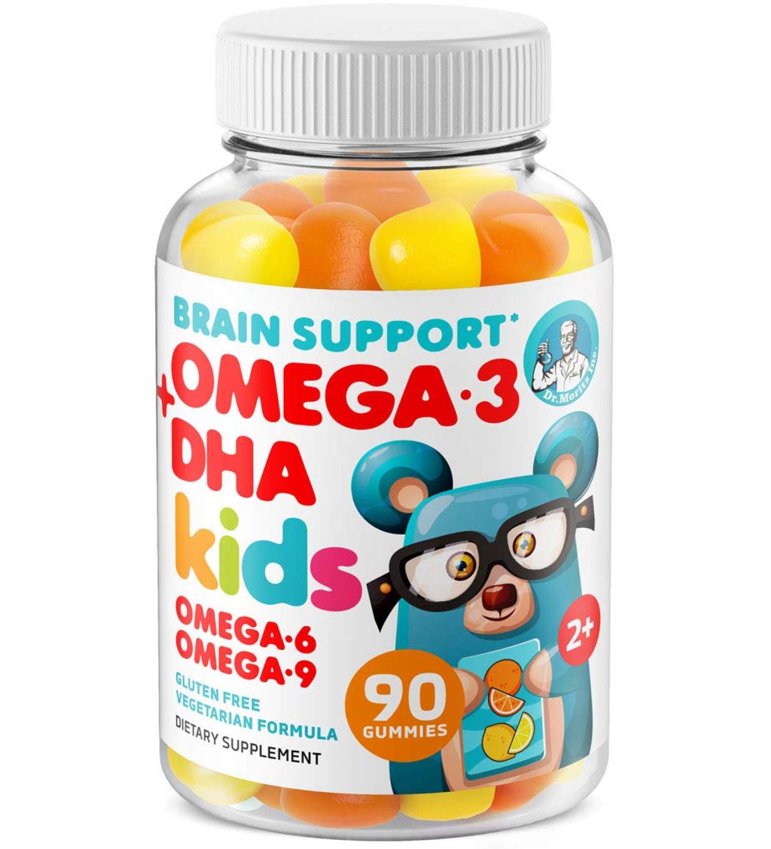 Kids Omega 3 Gummies with DHA & Omega 6 & 9 (90 Count) - Gluten-Free Brain & Vision Support - Plant-Based, No Fish Oil - Immune Health Supplement for Children - Buy Online on GoSupps.com