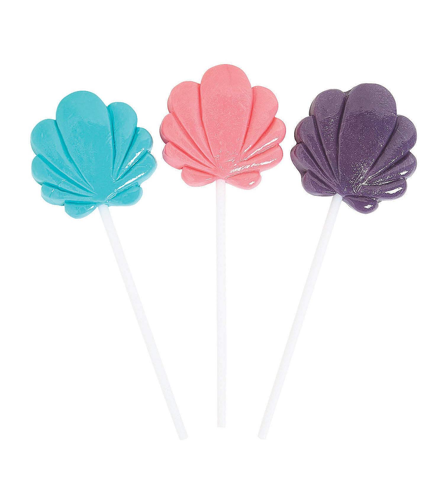 Mermaid Party Seashell Shaped Suckers (individually wrapped set of 12) Under the Sea Party Supplies