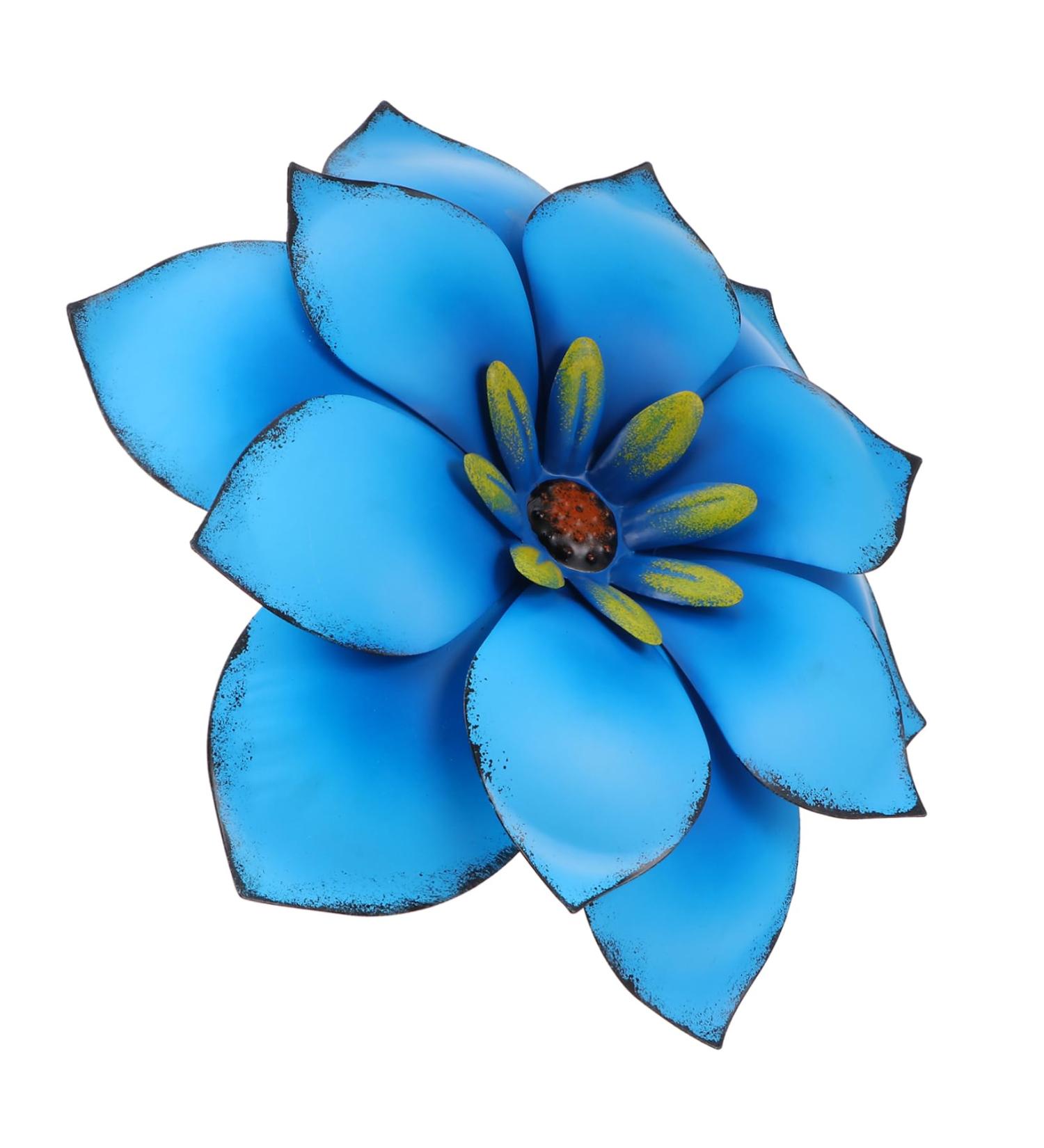 Zerodeko Skateboard Hardware Wrought Iron Wall Hanging Flowers Decor Hanging Wall Art Metal Flower Wall Statue Painted 33.5x33.5cm Blue - Buy Online on GoSupps.com