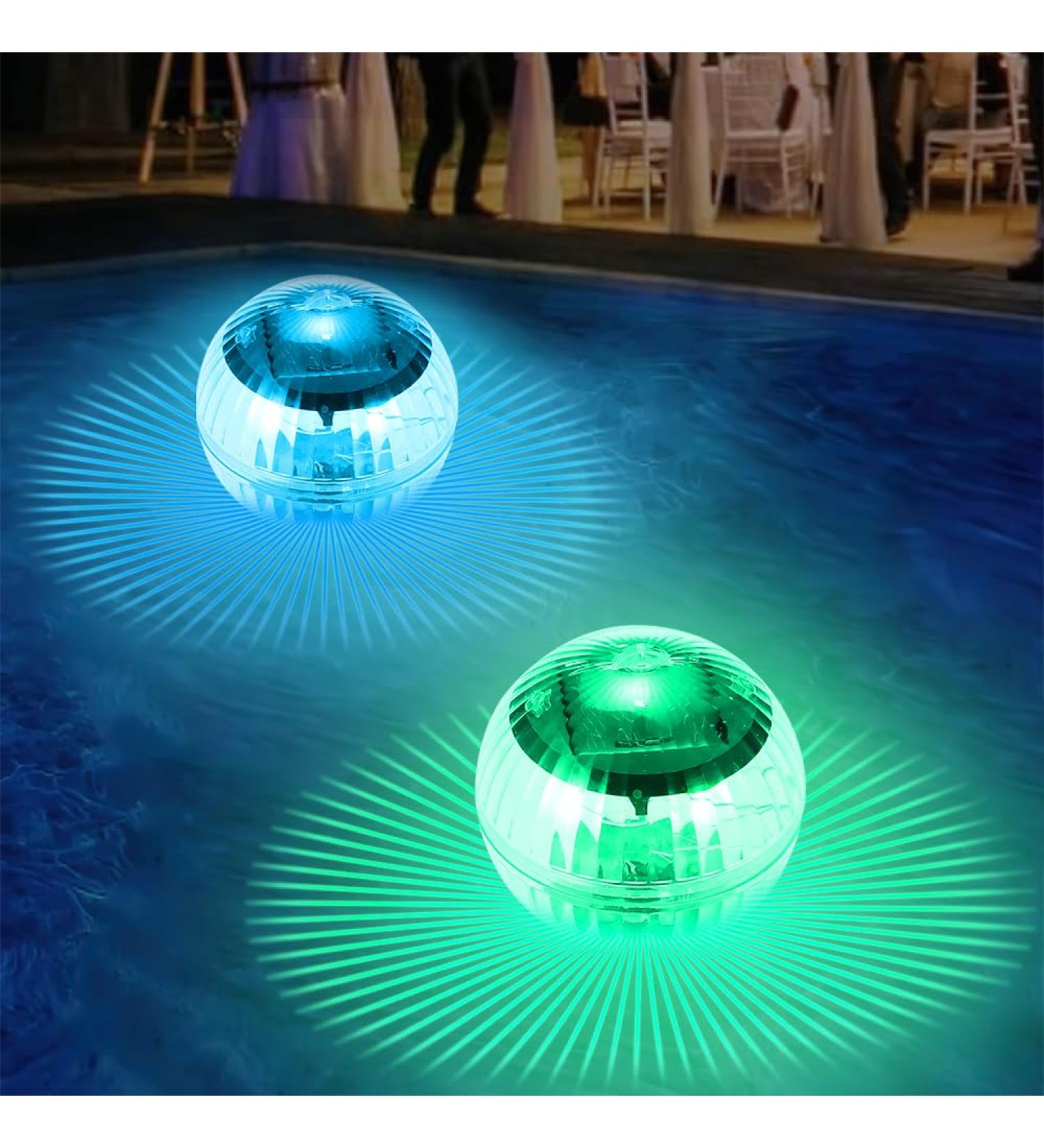 Lotvic Solar Floating Pool Lighting - 2 Pack Waterproof LED RGB Night Lights for Pools & Water Parks - Buy Online on GoSupps.com