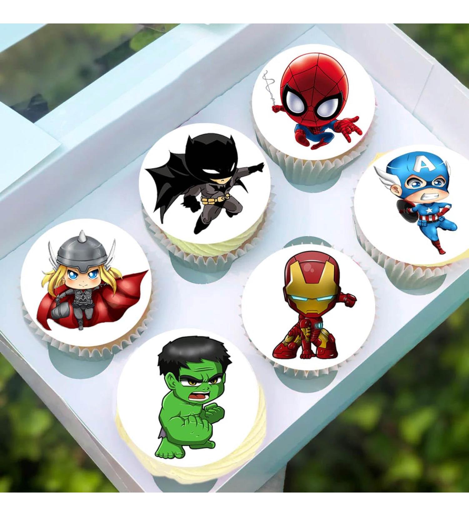 Pre-Cut Superheroes 1A Edible Stand up Wafer Paper Cupcake Toppers Cake Decorations Birthday Party Superhero Mix (12) - Buy Online on GoSupps.com