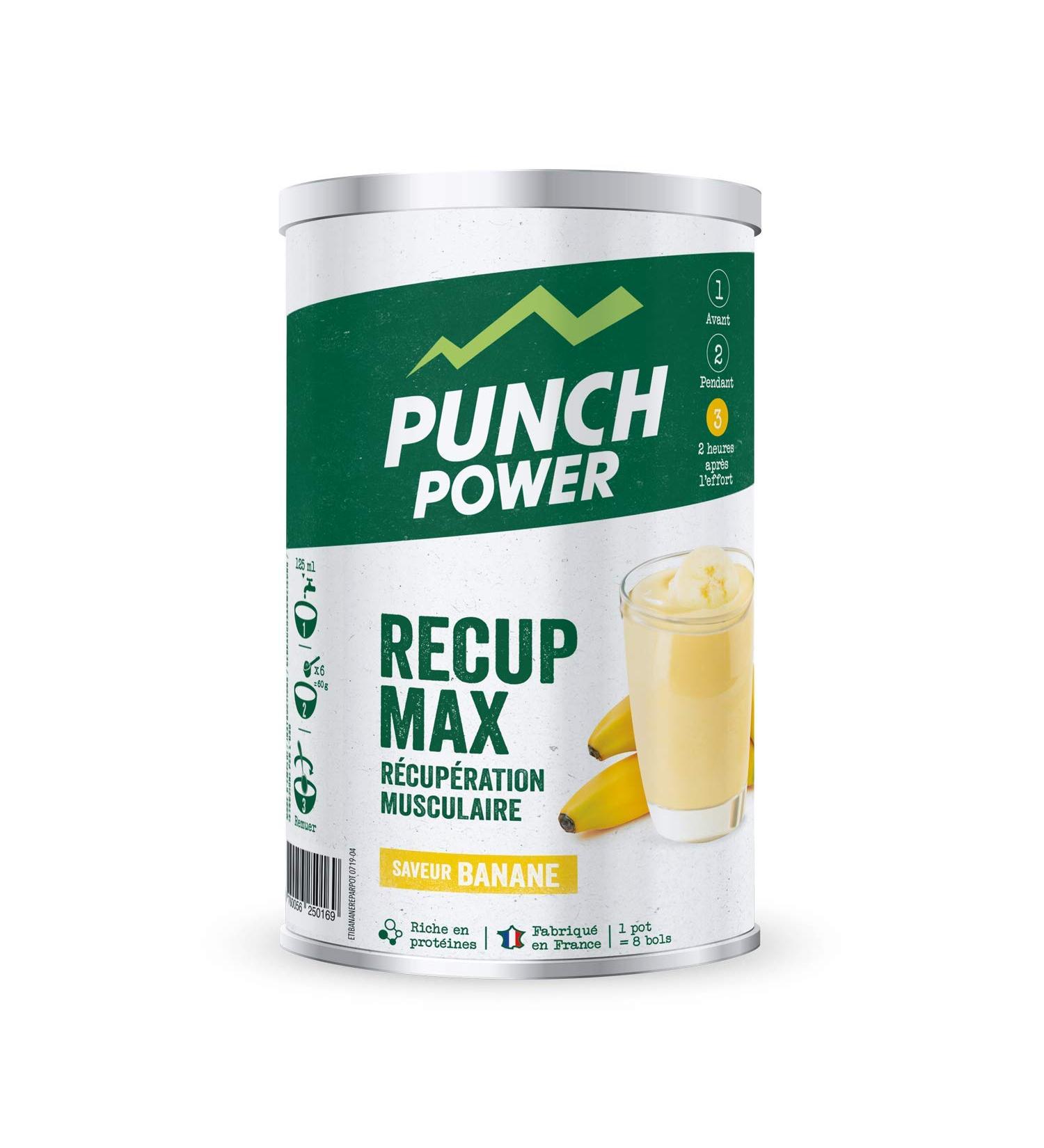 PUNCH POWER - Max Recovery - Banana - 480 g - Muscle Recovery - Stevia Extract - Proteins and Carbohydrates - Magnesium - Potassium - Vitamins of Group B - French Brand - Buy Online on GoSupps.com