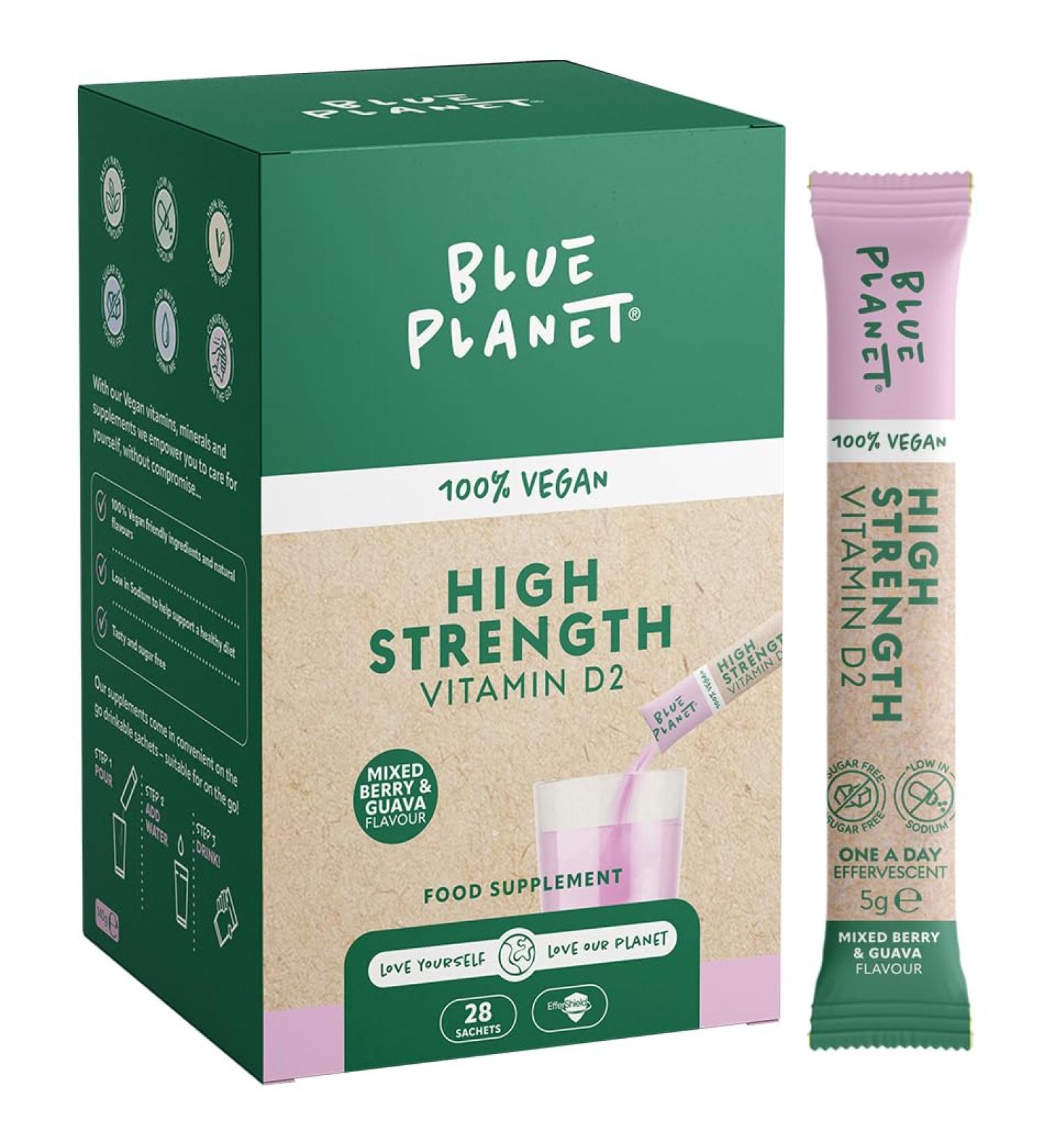 Vitamin D2 Blue Planet Effervescent 100% Vegan Made in UK. (140 g Berry & Guava) Berry & Guava 5 g (Pack of 1) - Buy Online on GoSupps.com