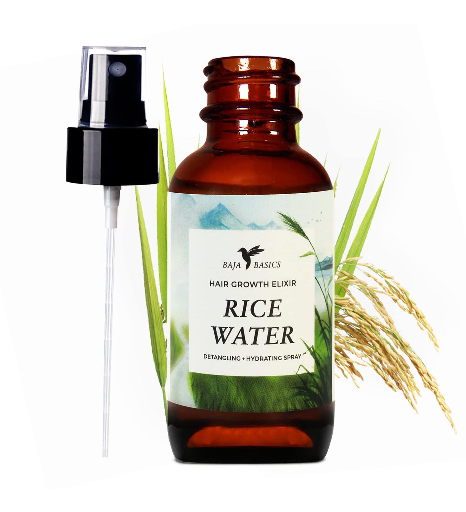 Baja Basics Rice Water for Hair Growth - Natural Leave-in Conditioner for Thickness, Strength, and Shine - 4oz Spray for Curly, Straight, Thick, Thin Hair - Buy Online on GoSupps.com