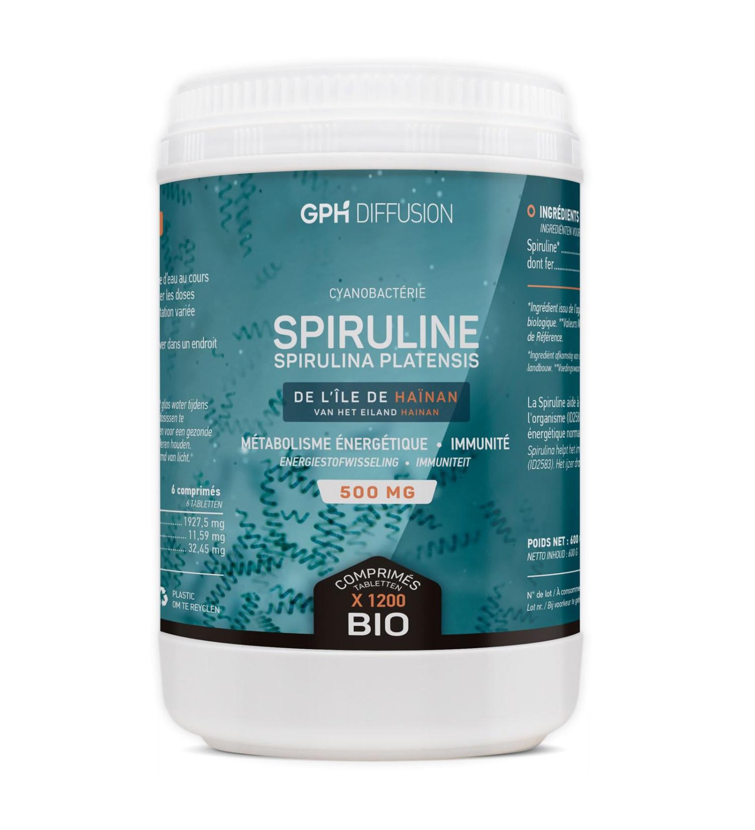 Spirulina/Spirulina Bio 500mg - 1200 Tablets - Energy Metabolism - Immune System - Buy Online on GoSupps.com