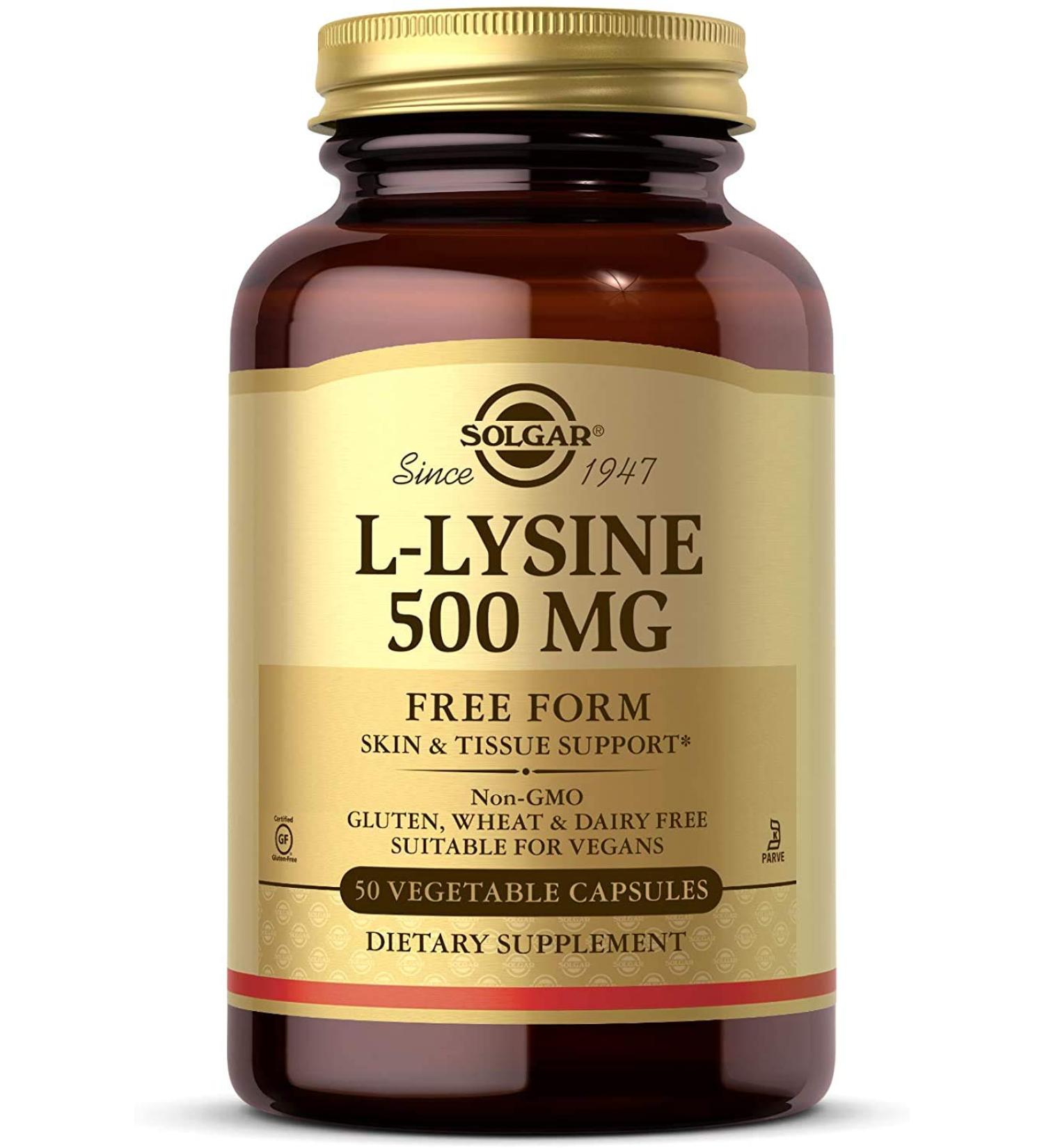 Buy Solgar L-Lysine 500mg â€“ 100 Vegetarian Capsules for Immune Support - Buy Online on GoSupps.com